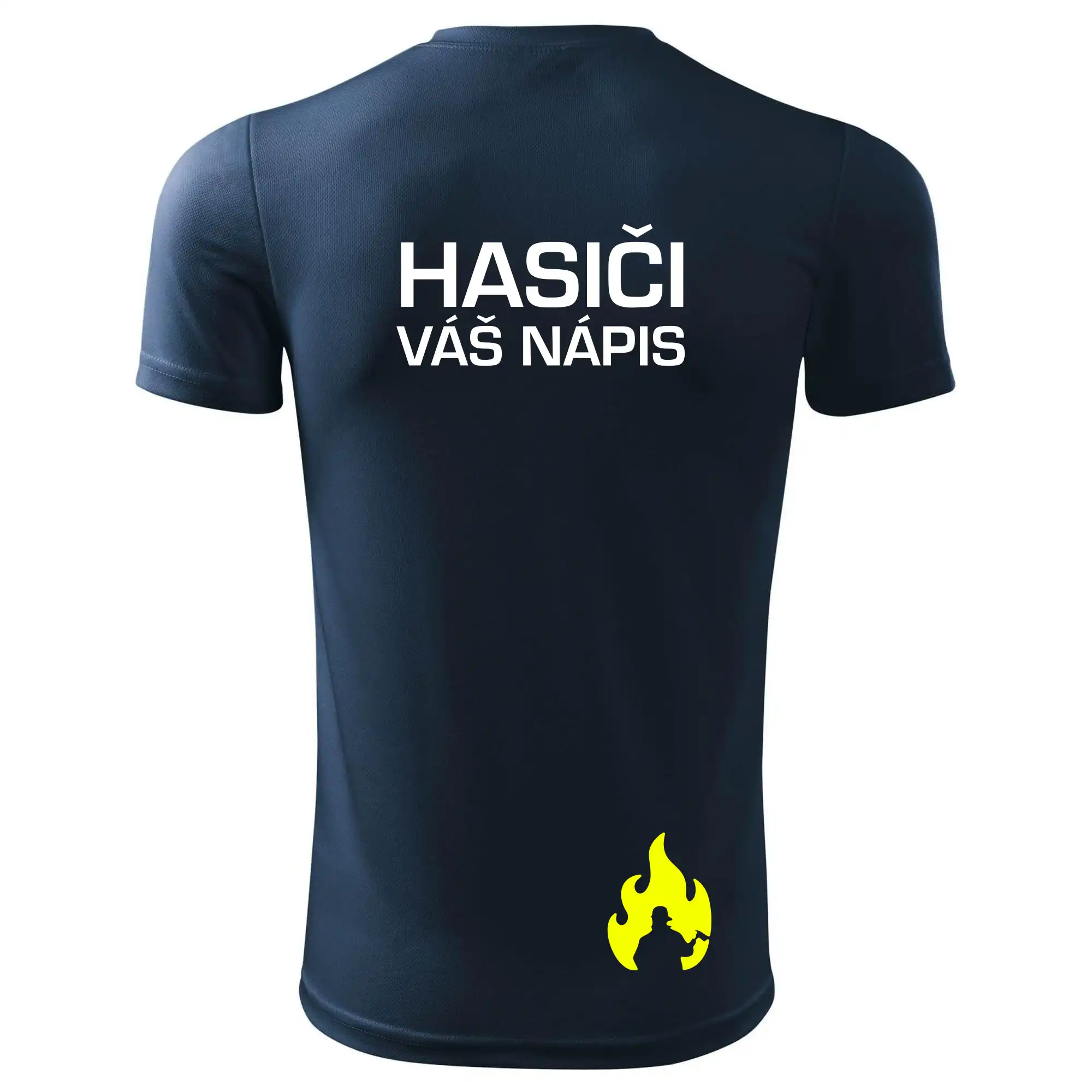 Hasič stojící - nápis hasiči - Velký nápis  na zádech
