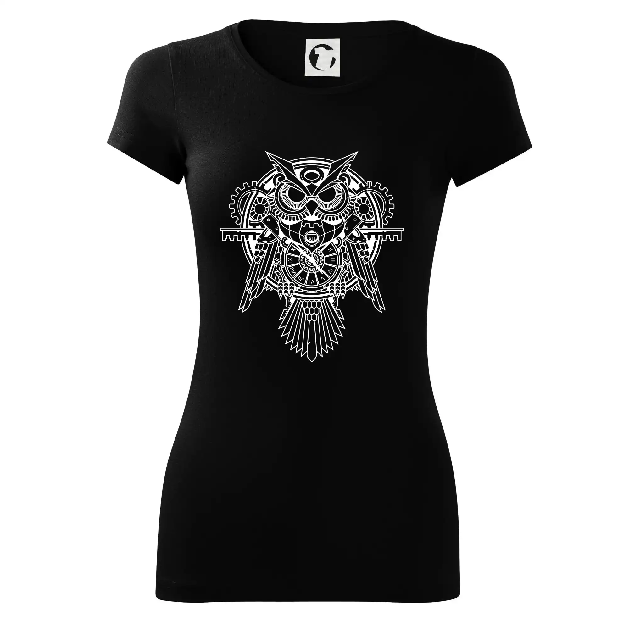 Steampunk sova černobílá
