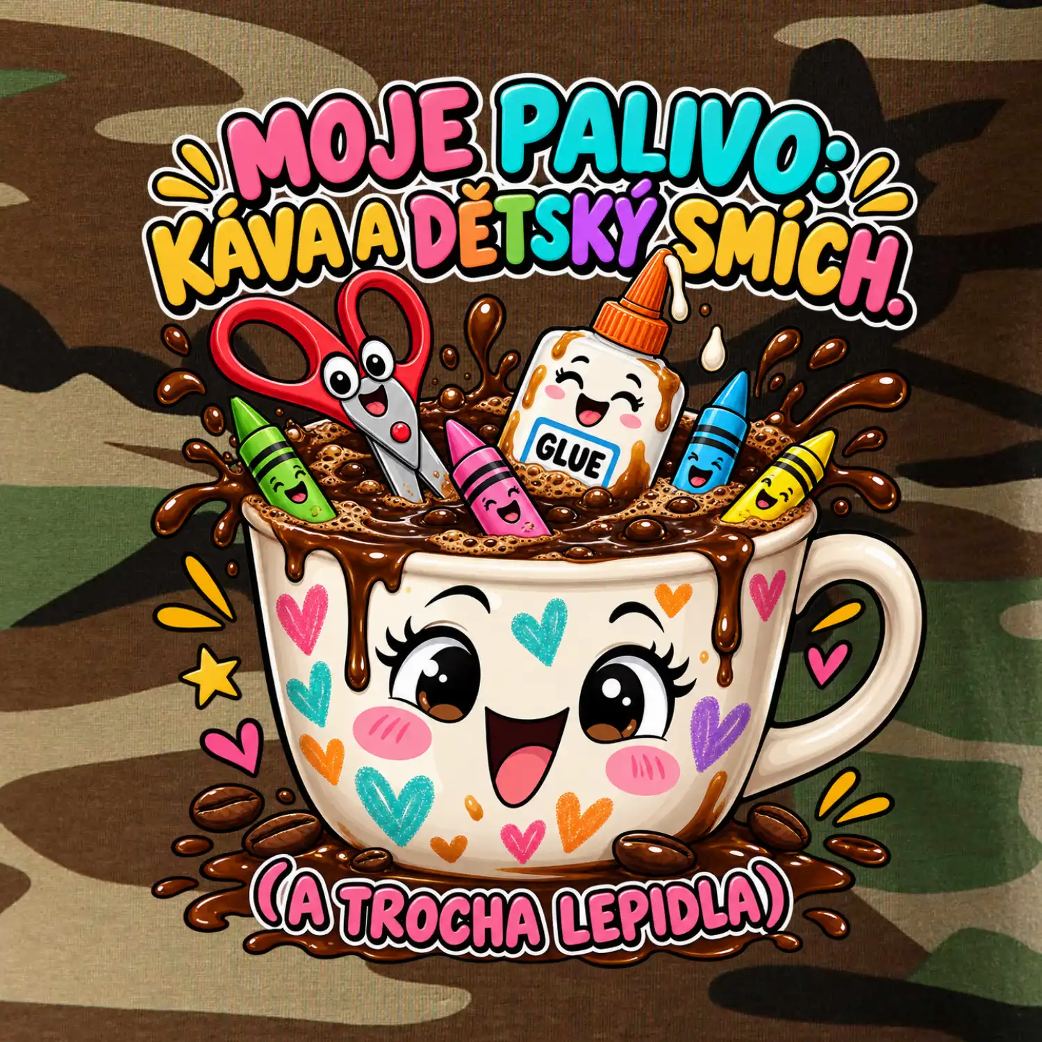 Moje palivo káva dětský smích a lepidlo