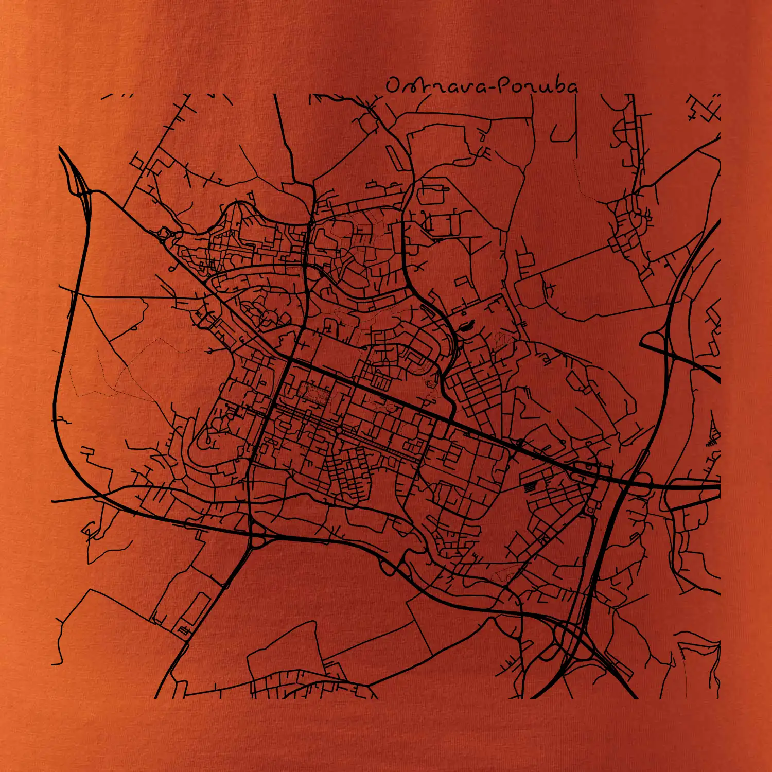 Mapy měst černobílé Ostrava Poruba