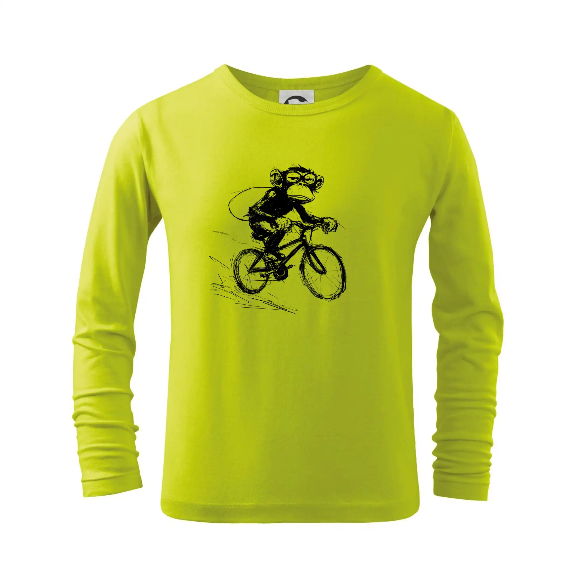 Opice s batohem na kole