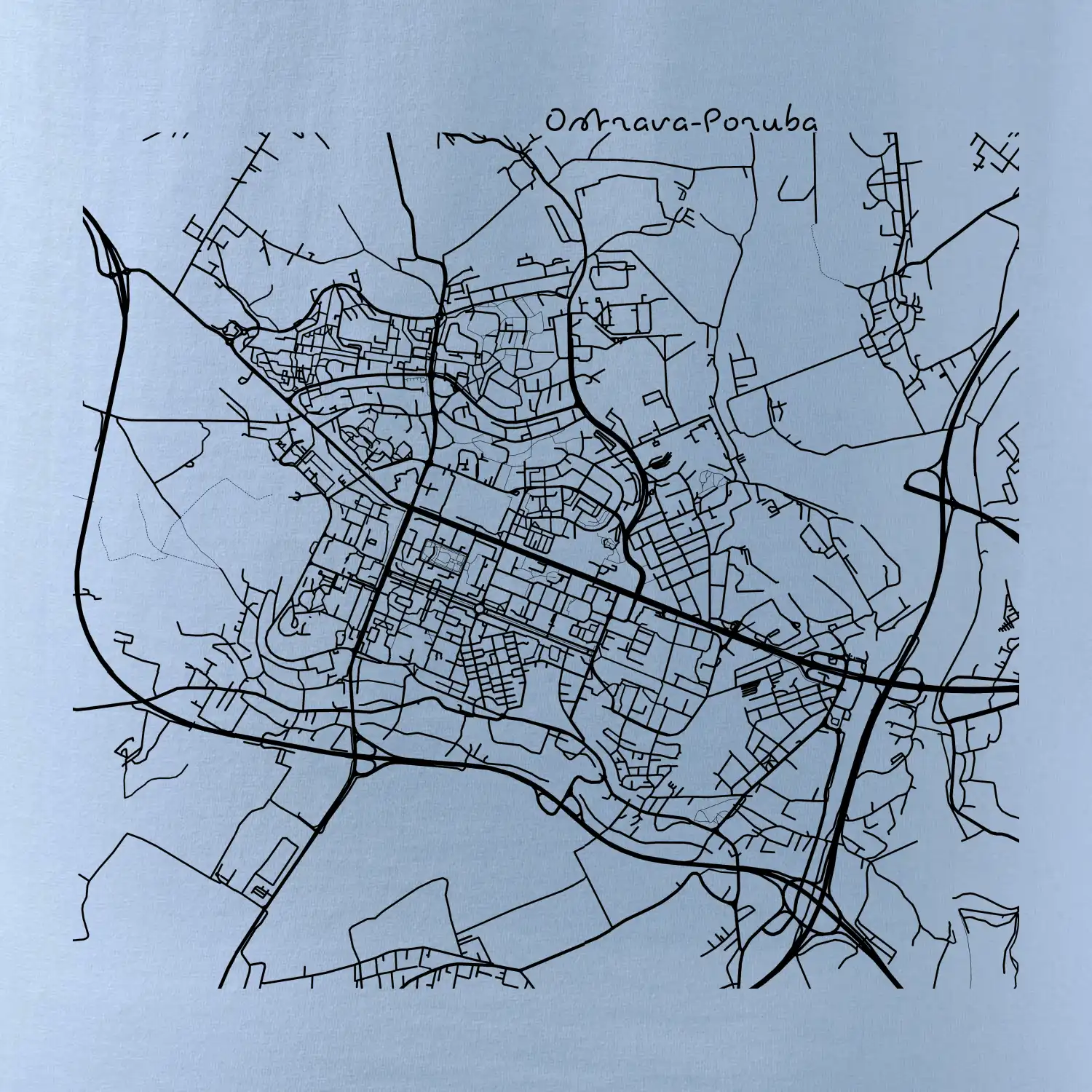 Mapy měst černobílé Ostrava Poruba