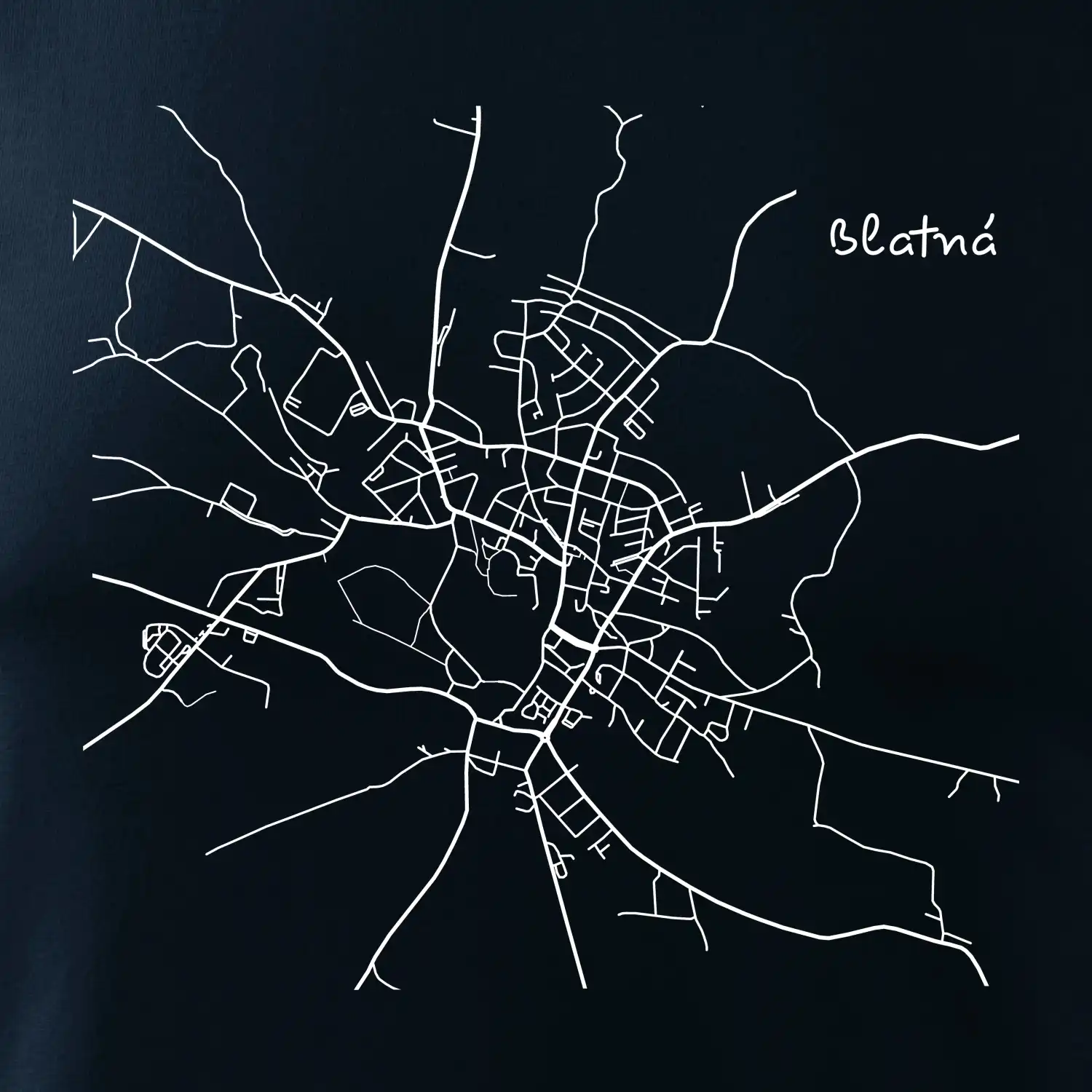 Černobílá mapa Blatná