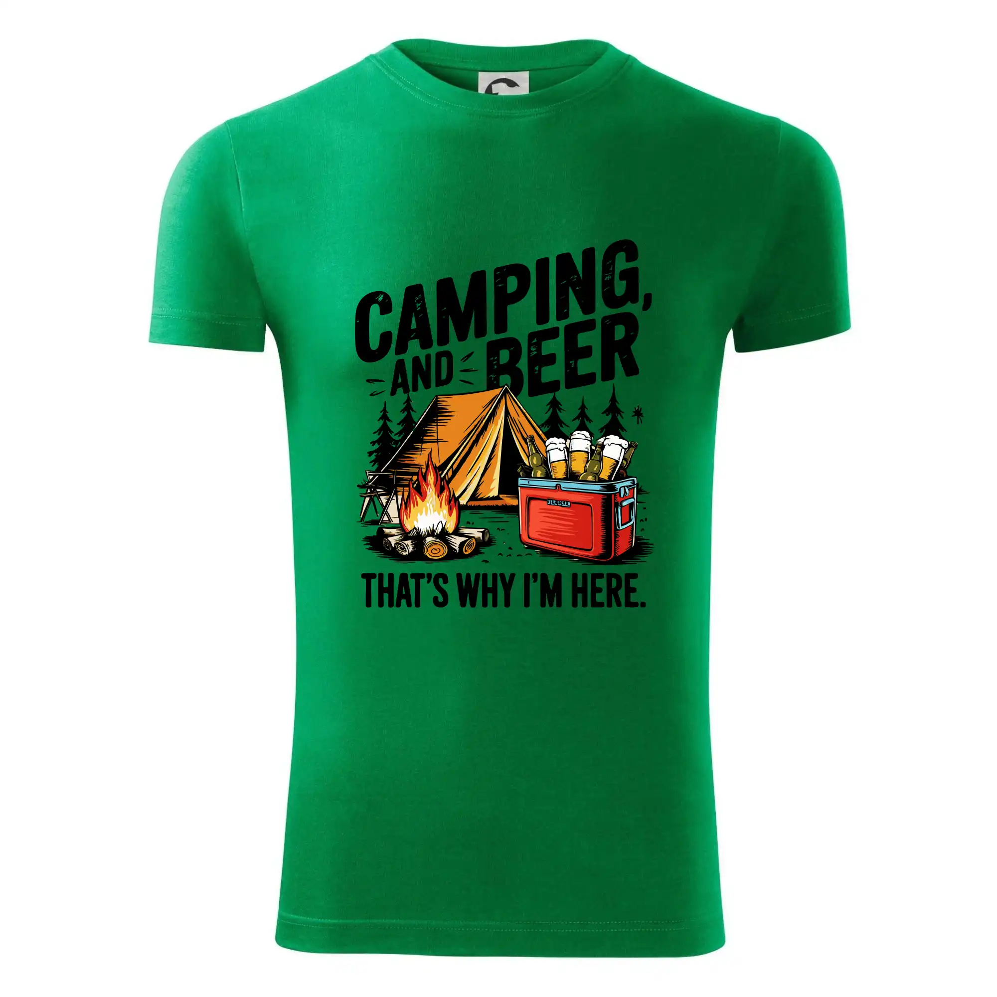 Černý nápis nápis Camping and beer