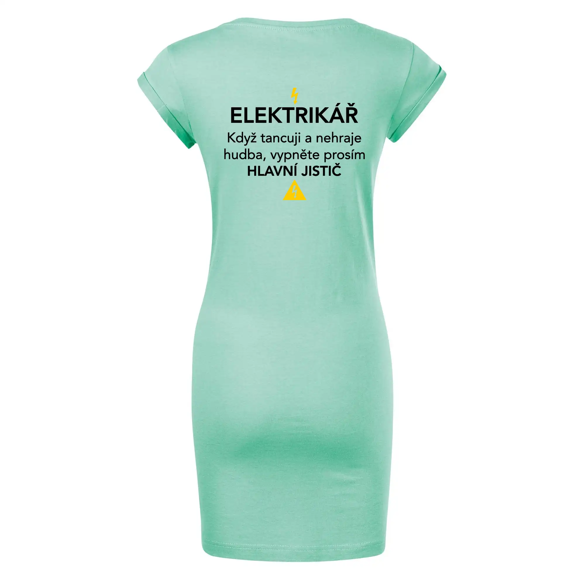 Elektrikář - hlavní jistič - Nápis na zádech