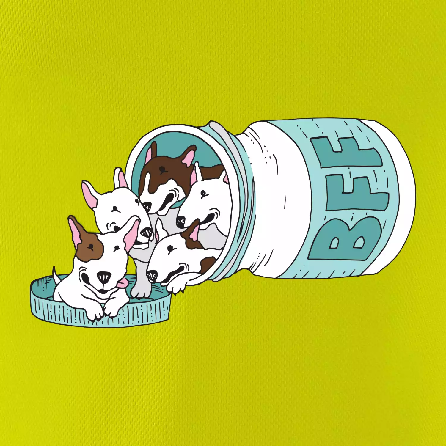 Bullterrier Friends Forever zelené (Pecka design)