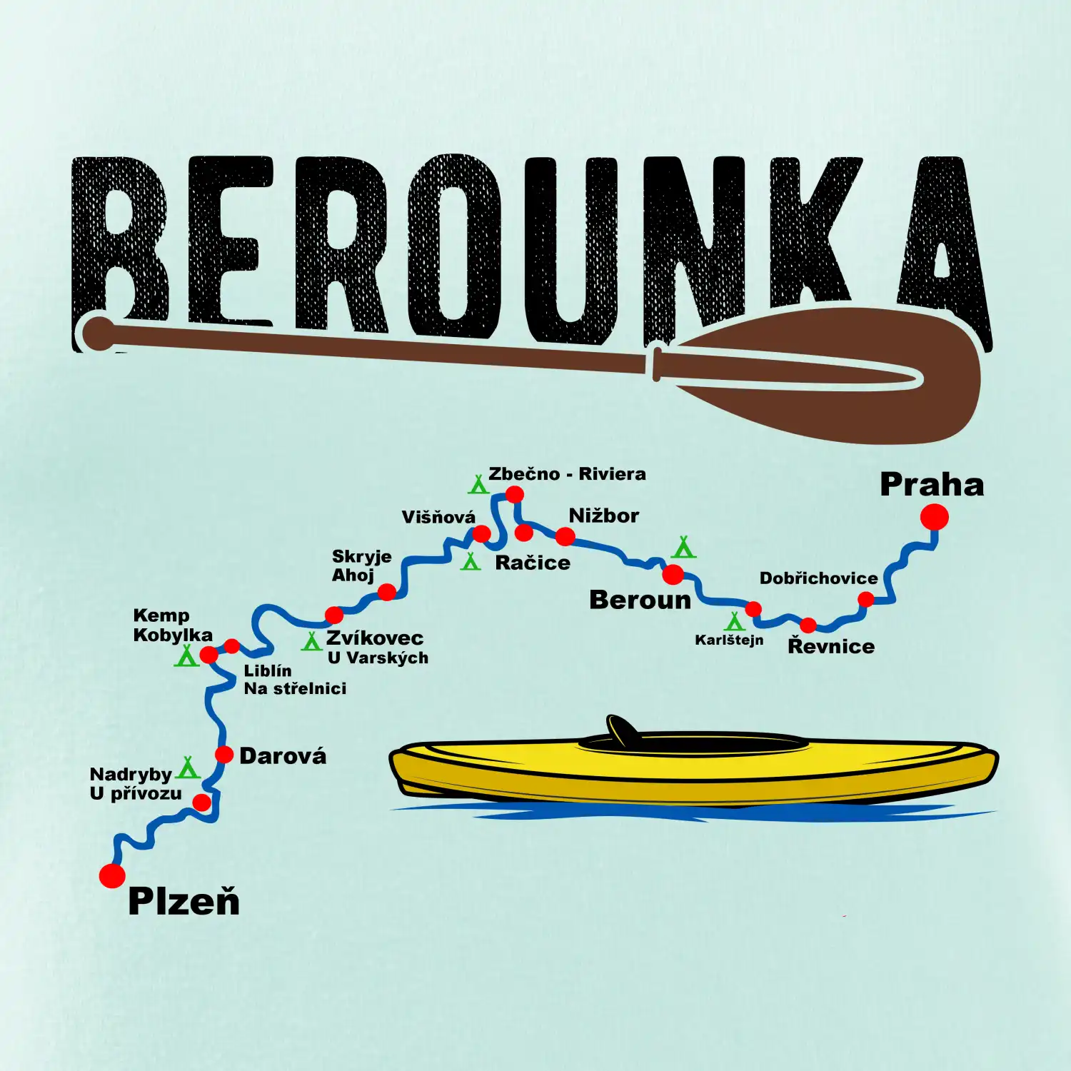 Mapa řeky Berounky