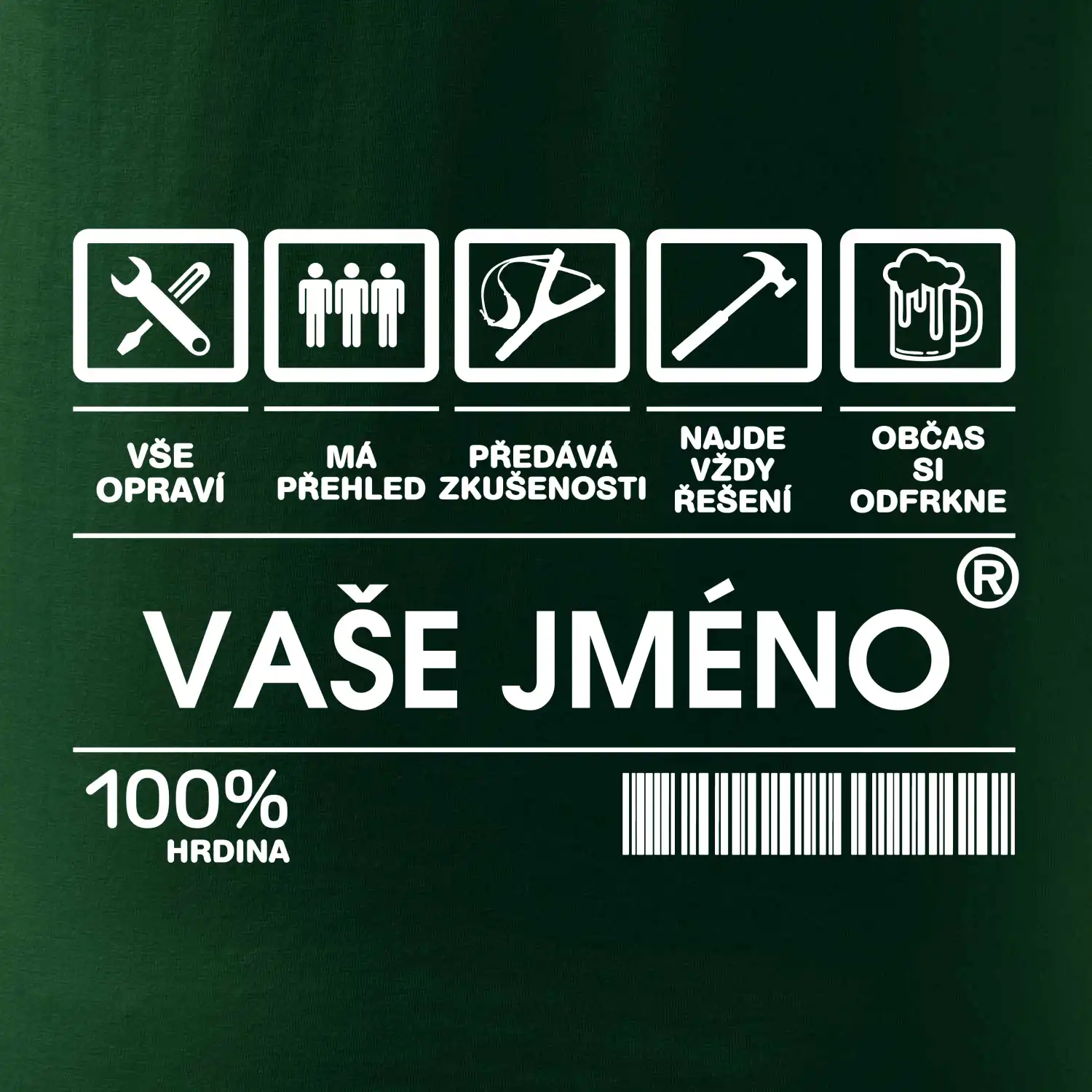 Vaše jméno - čárový kód
