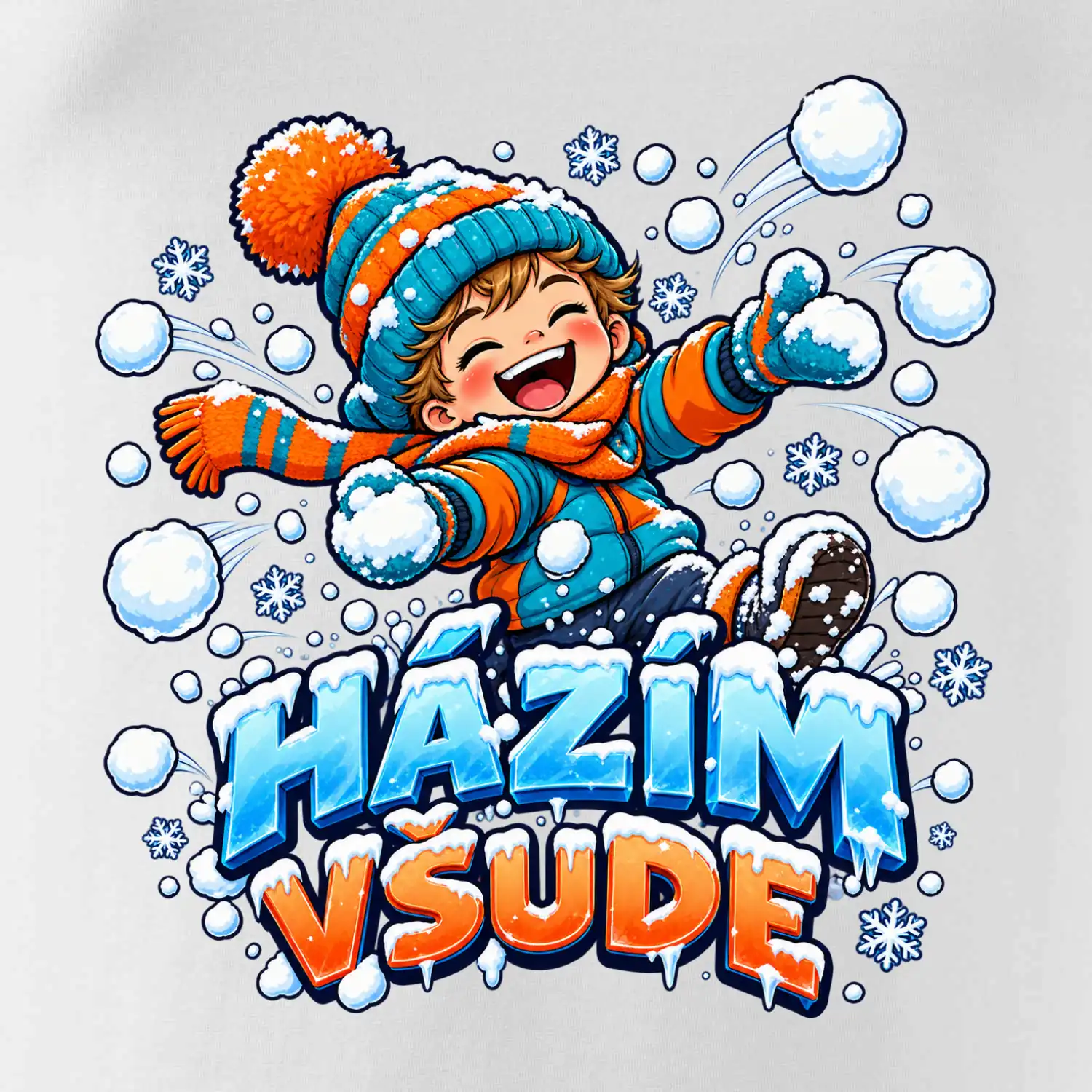 Rodinná vánoční trička - Házím všude dítě sněhová bitva