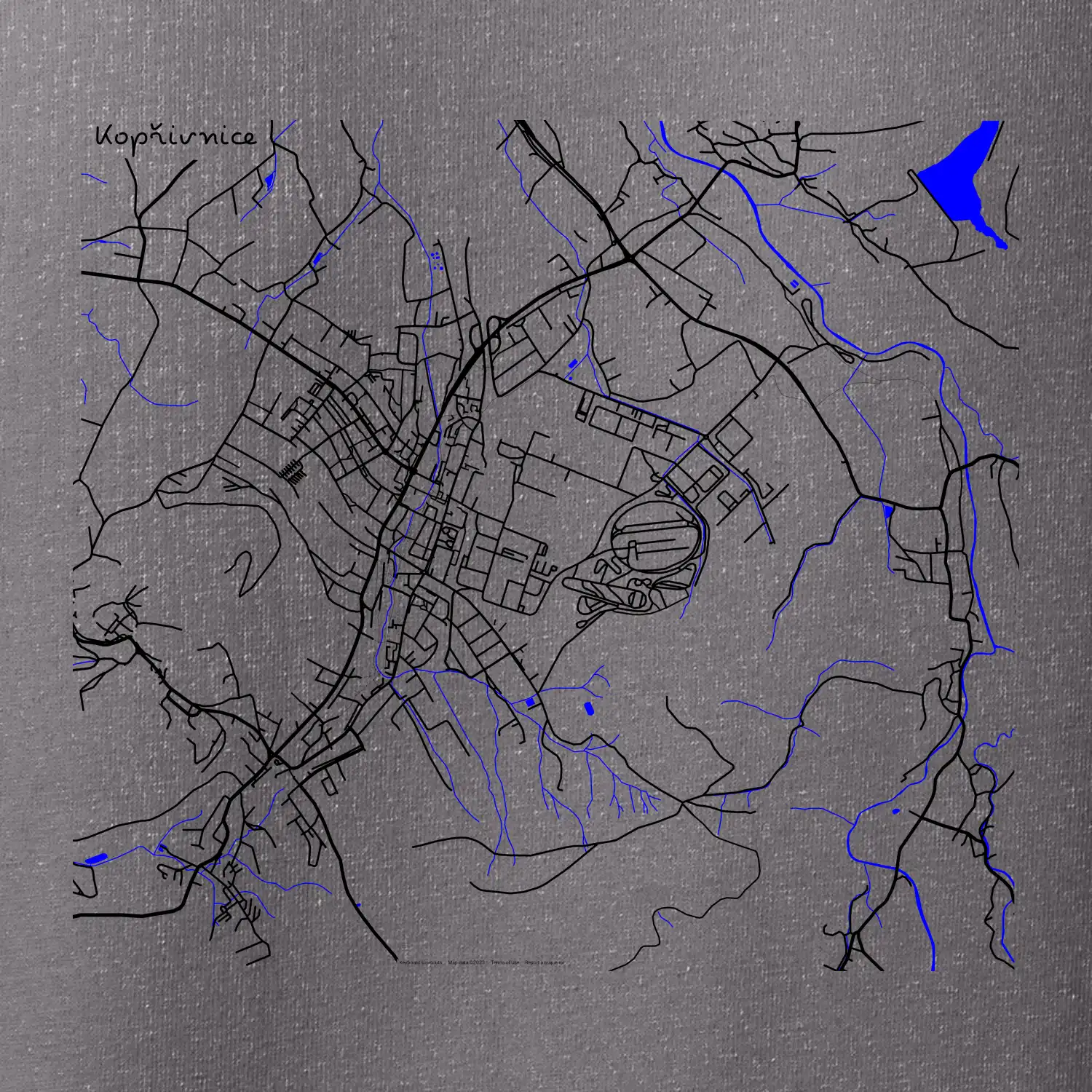 Kopřivnice - Mapa s vodními toky