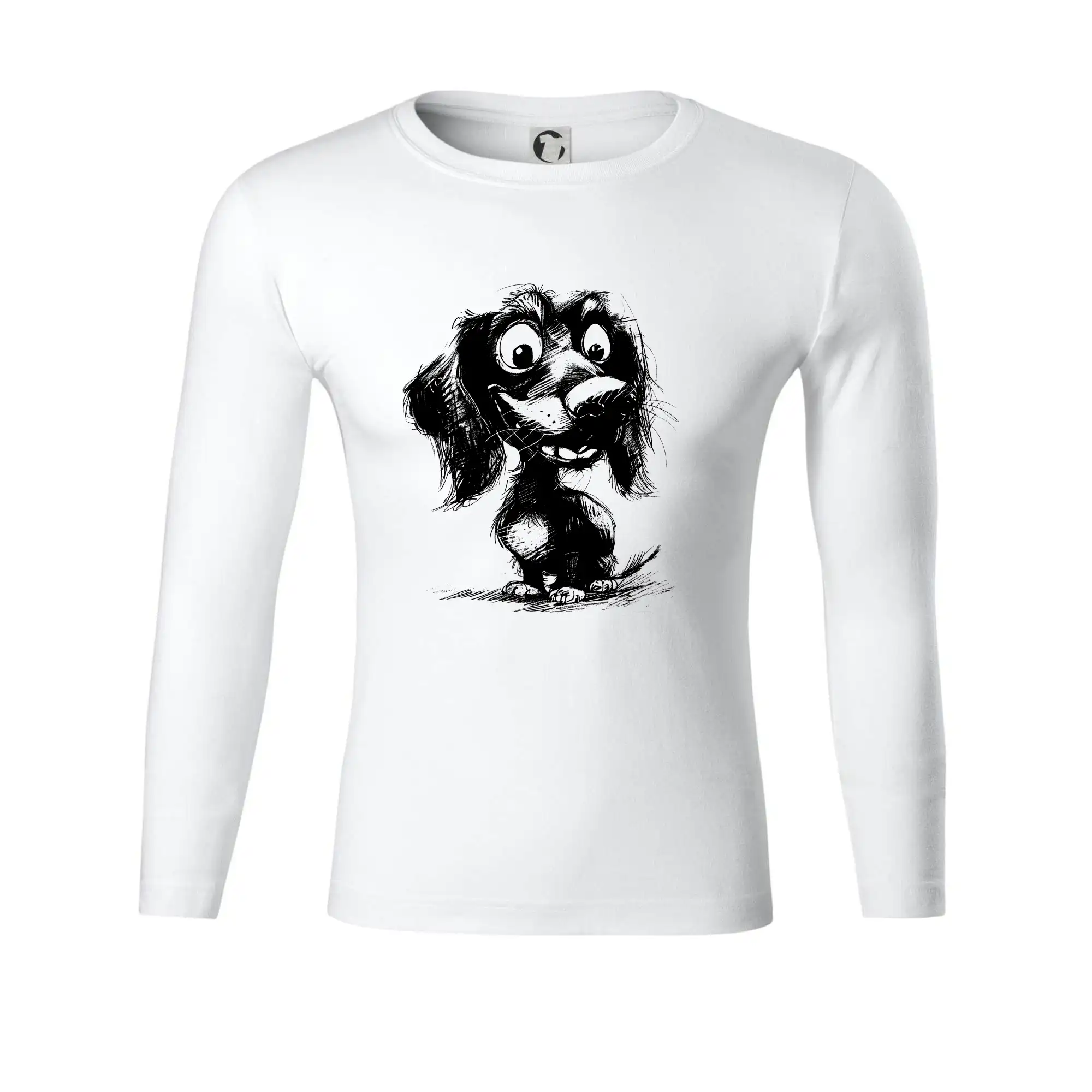 Černobílá karikatura jezevčík