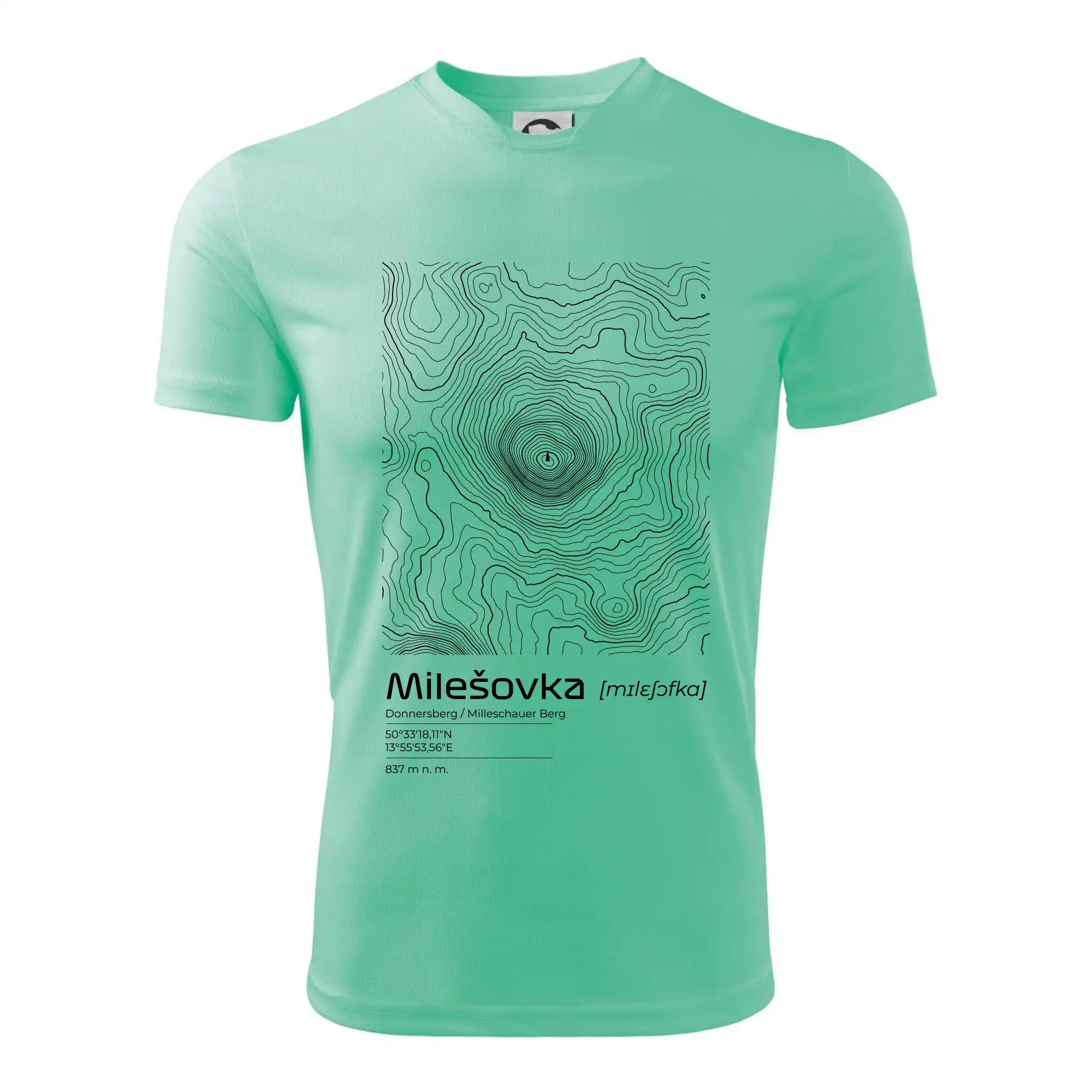 Milešovka - vrstevnice v obdélníku