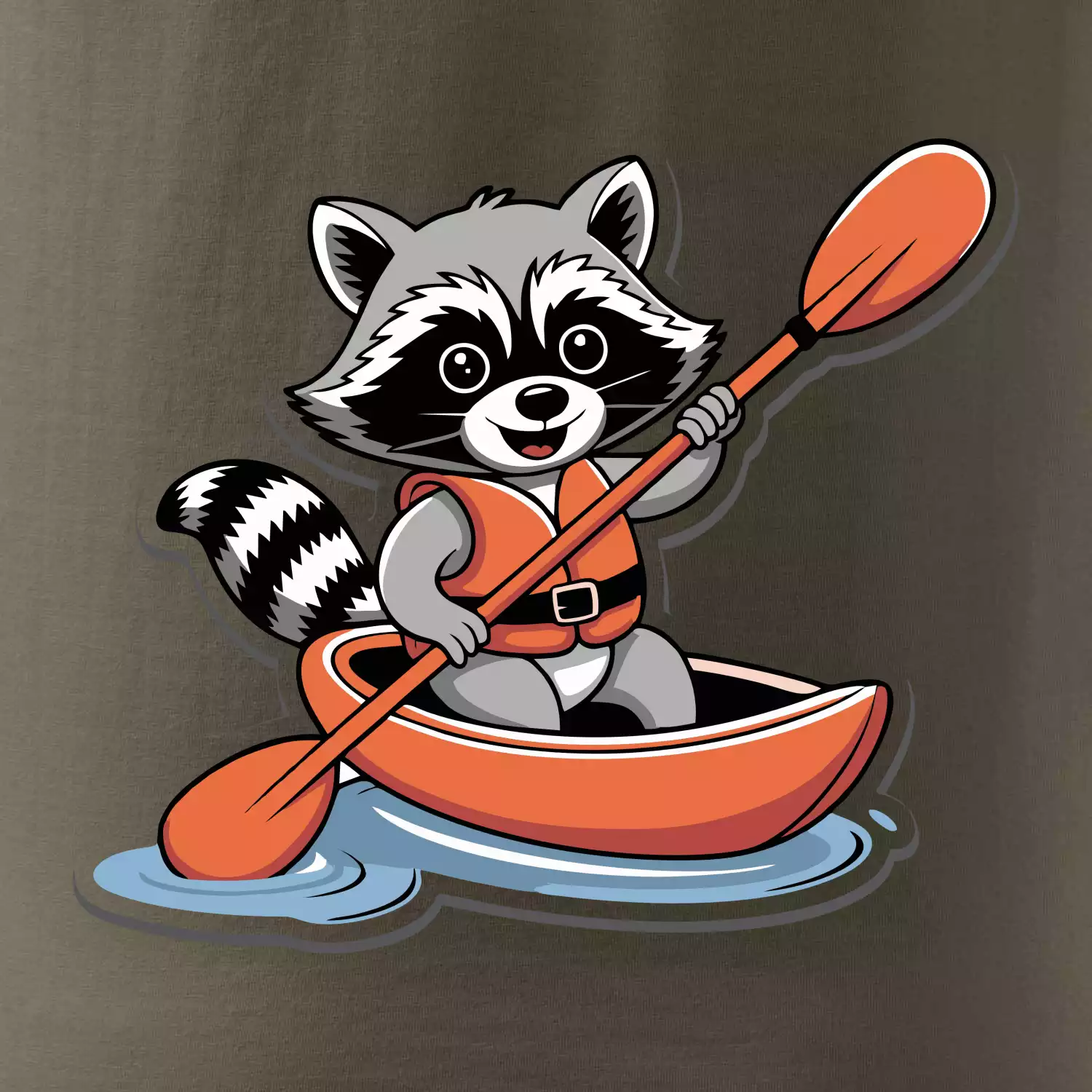 Mýval v kajaku kreslený