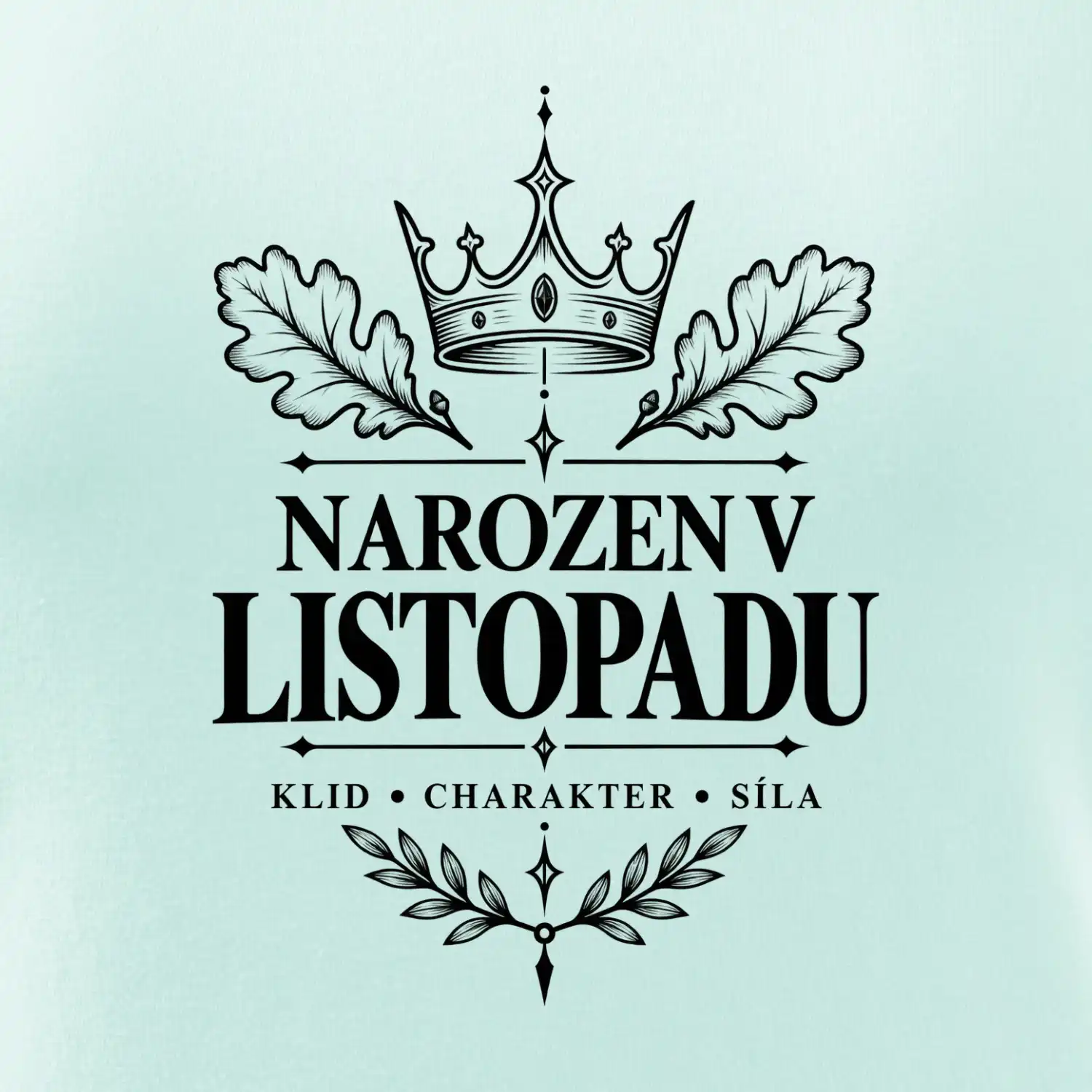Narozen v listopadu koruna a dubové listy