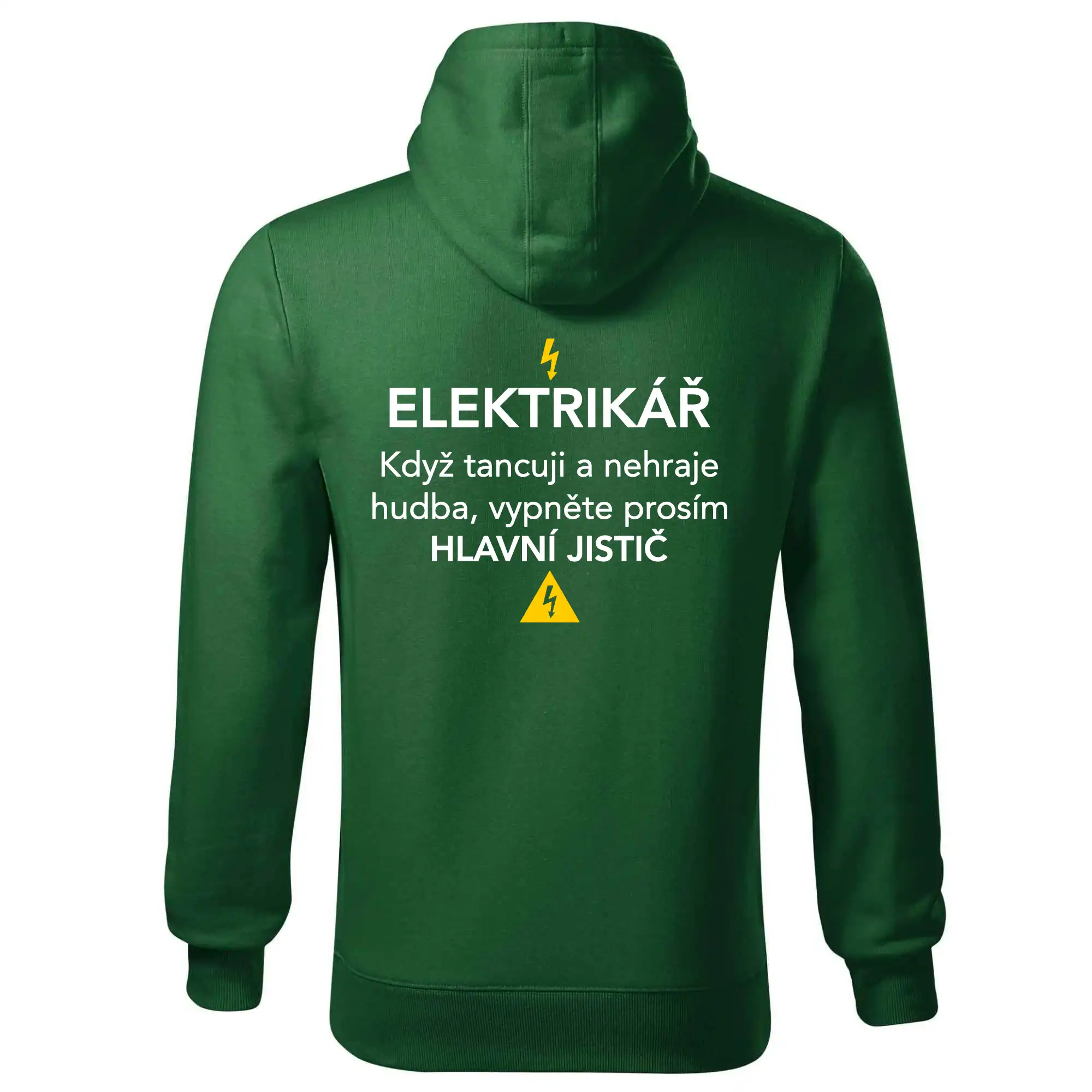 Elektrikář - hlavní jistič - Nápis na zádech
