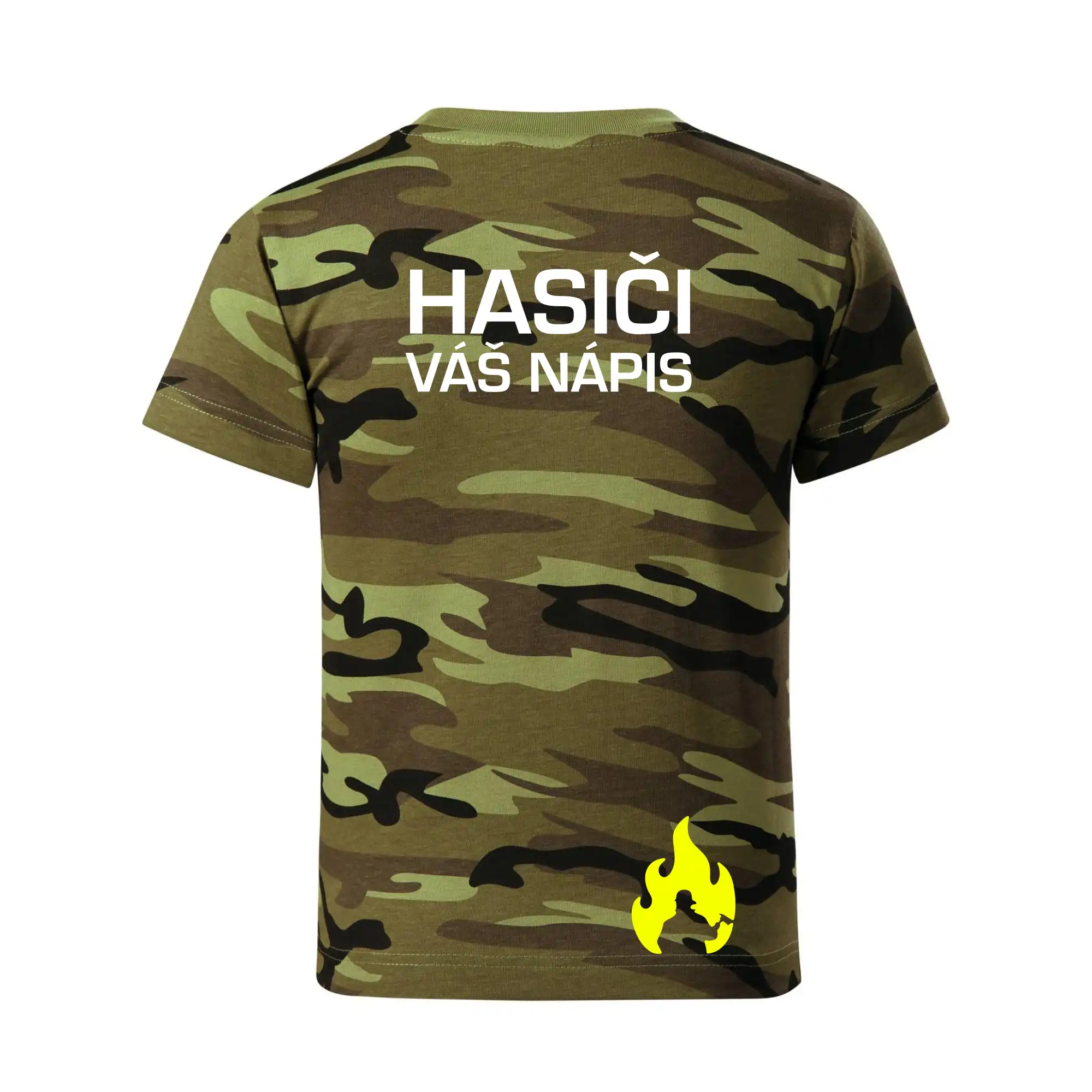 Hasič stojící - nápis hasiči - Velký nápis  na zádech