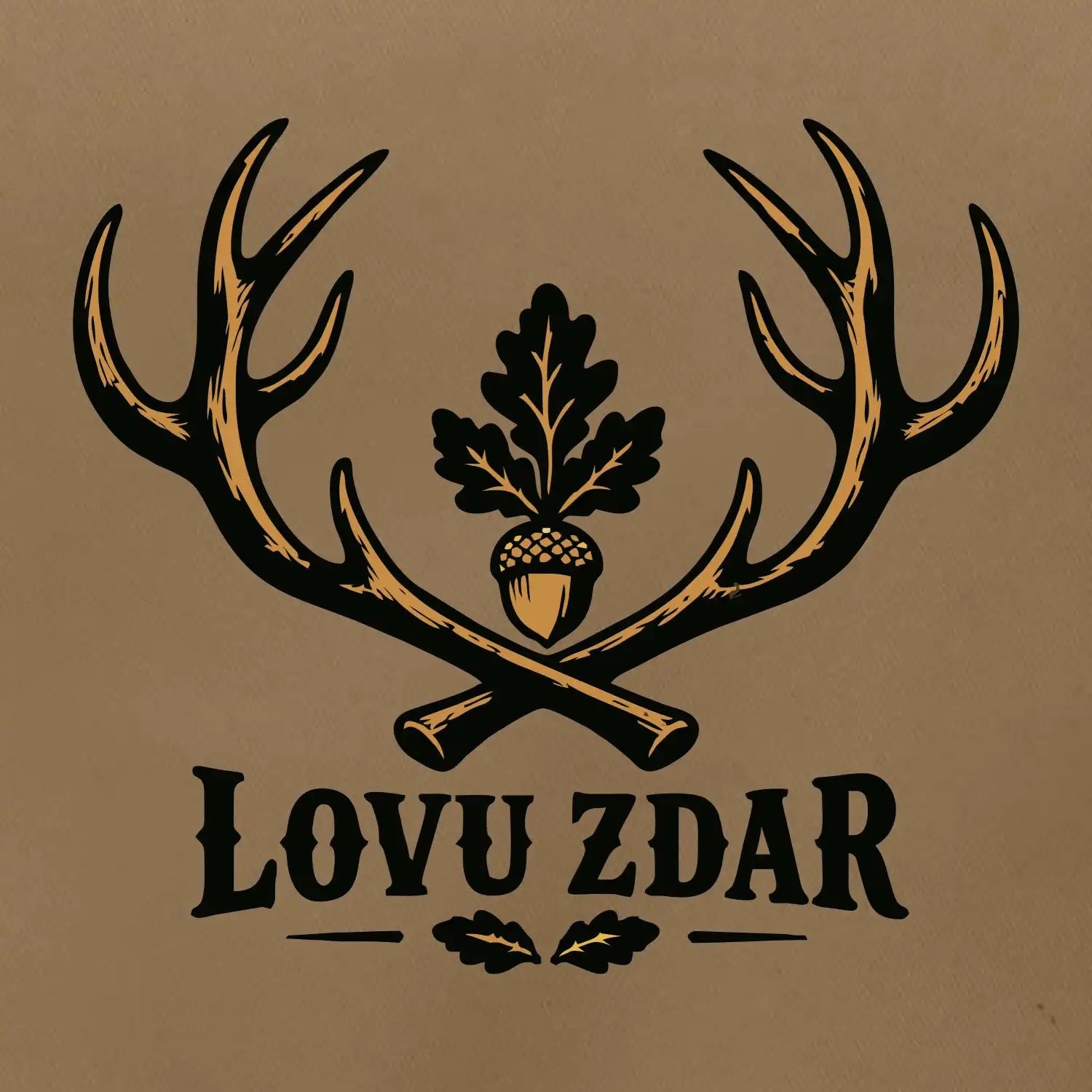 Lovu zdar paroží dubový žalud minimalistický znak