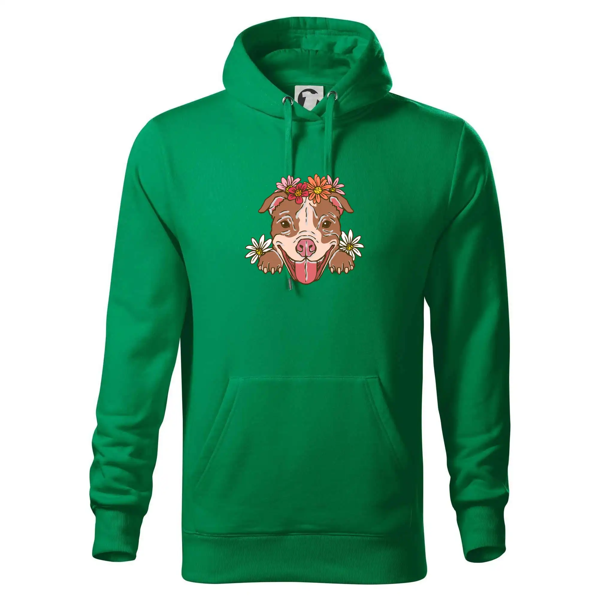 Americký stafordširský teriér hlava s květinami