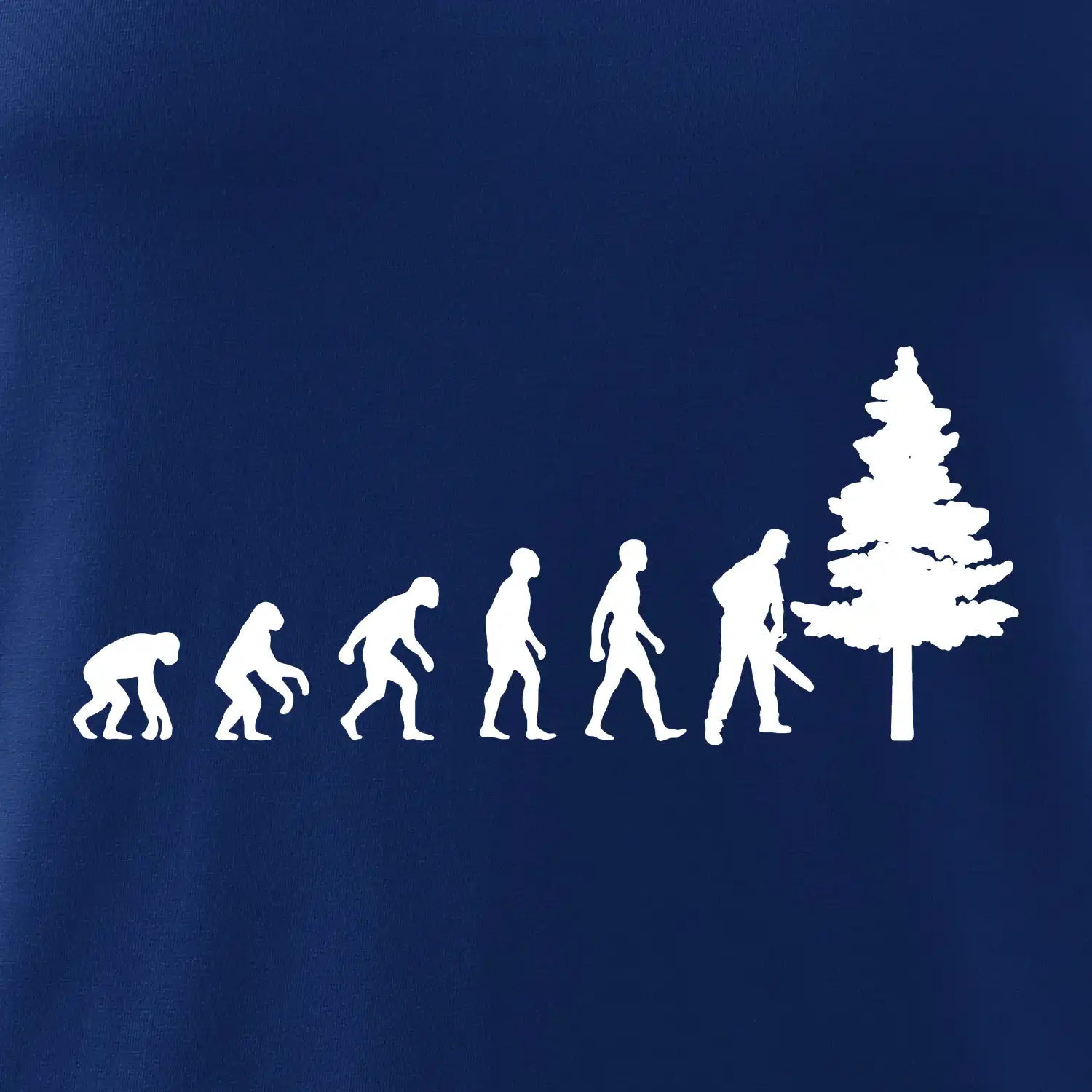 Evoluce dřevorubec - pila a strom