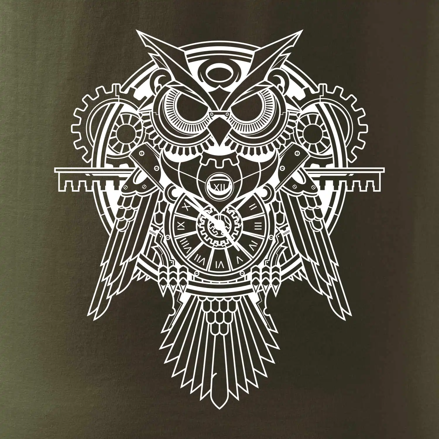 Steampunk sova černobílá
