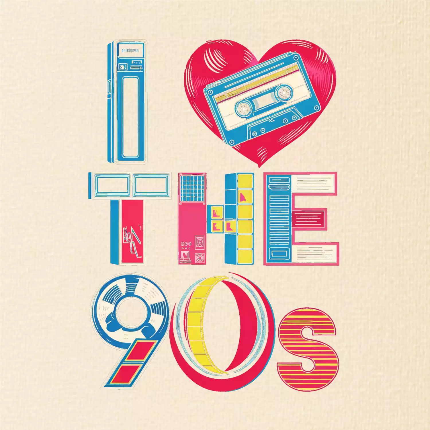 I love 90s - srdce a kazeta