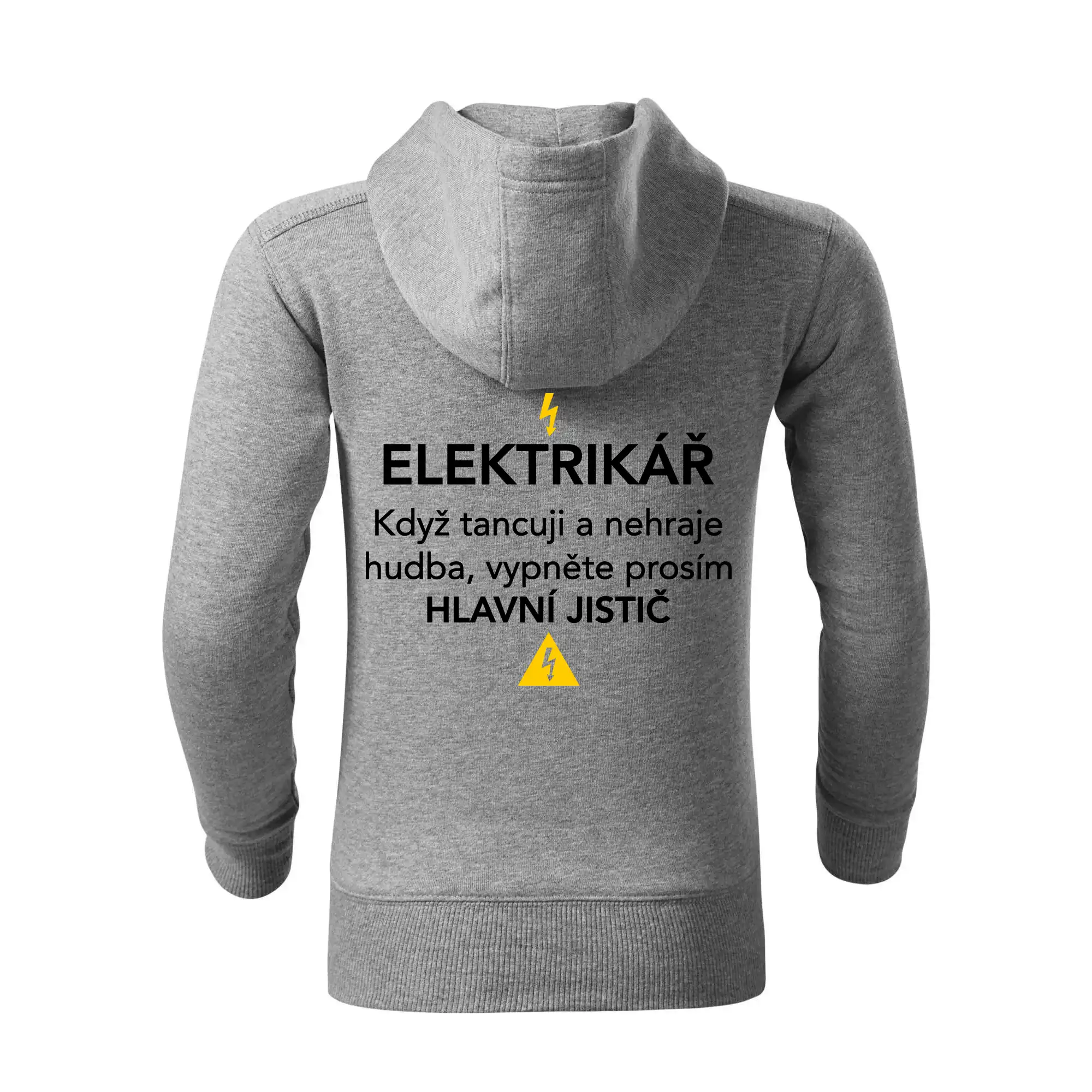 Elektrikář - hlavní jistič - Nápis na zádech