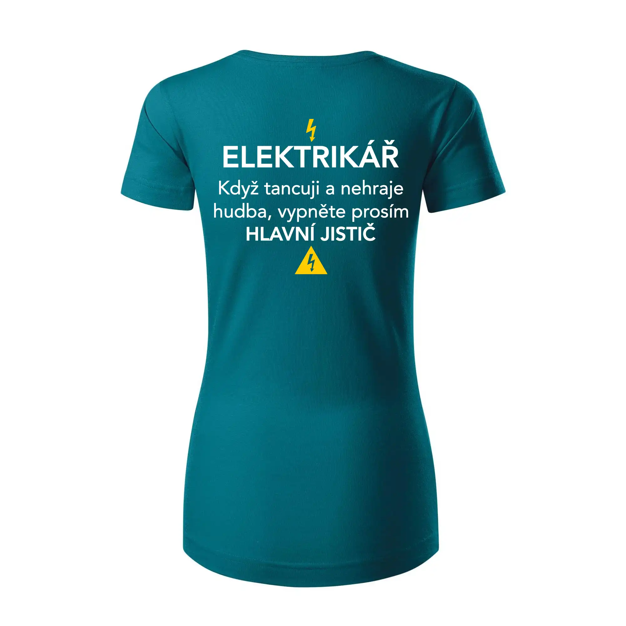 Elektrikář - hlavní jistič - Nápis na zádech