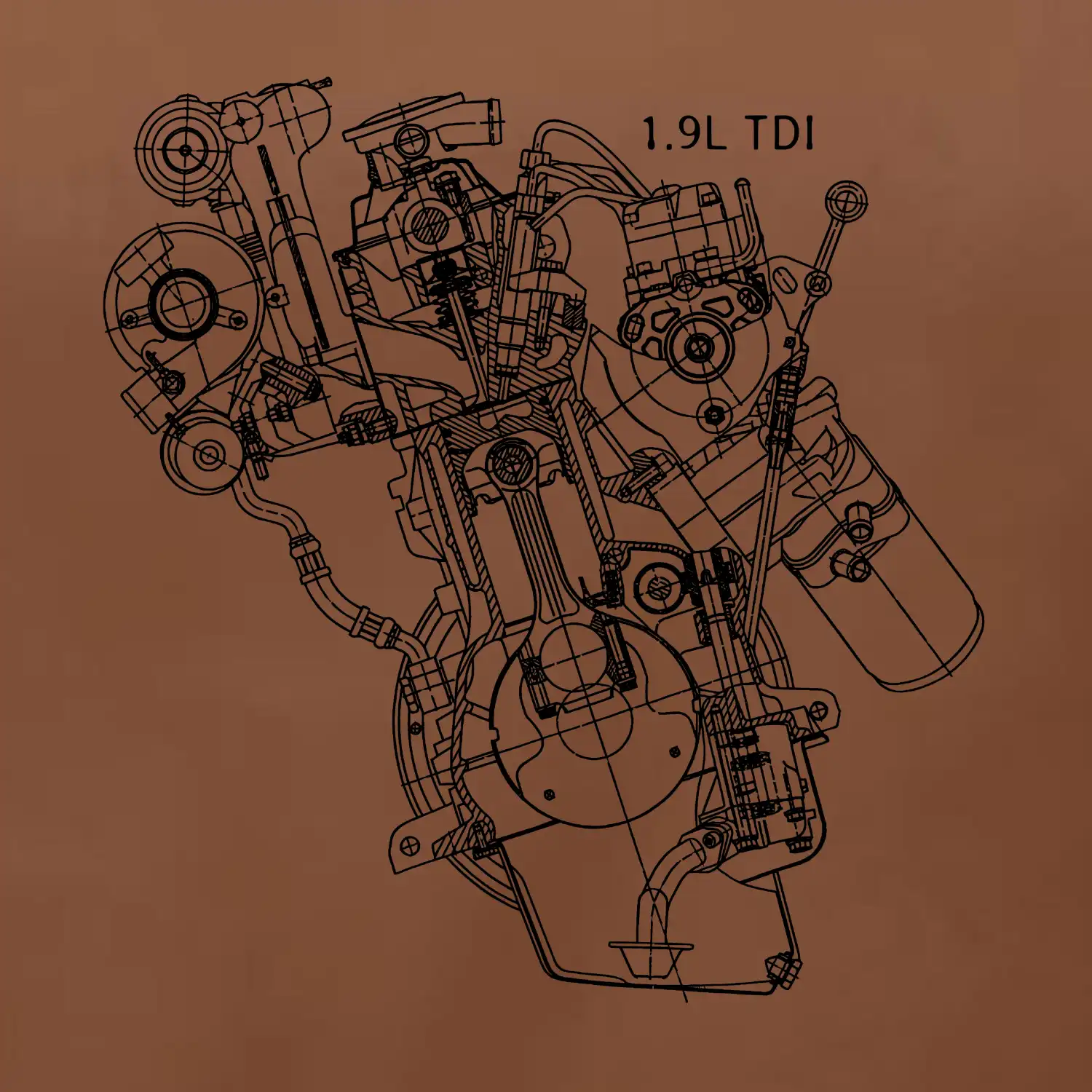 Motor Škoda/ VW 1.9L  TDI z boku