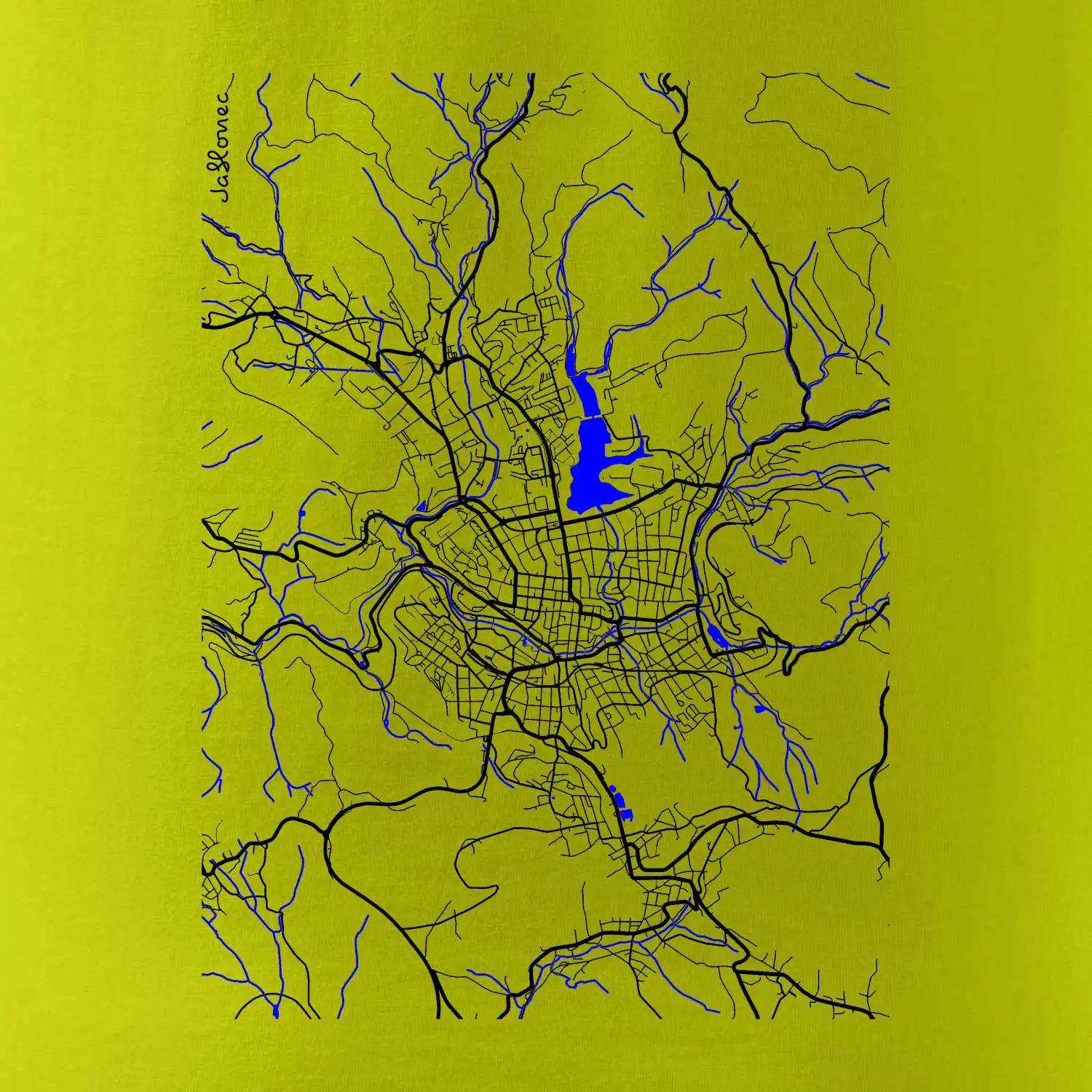 Jablonec nad Nisou - Mapa s vodními toky