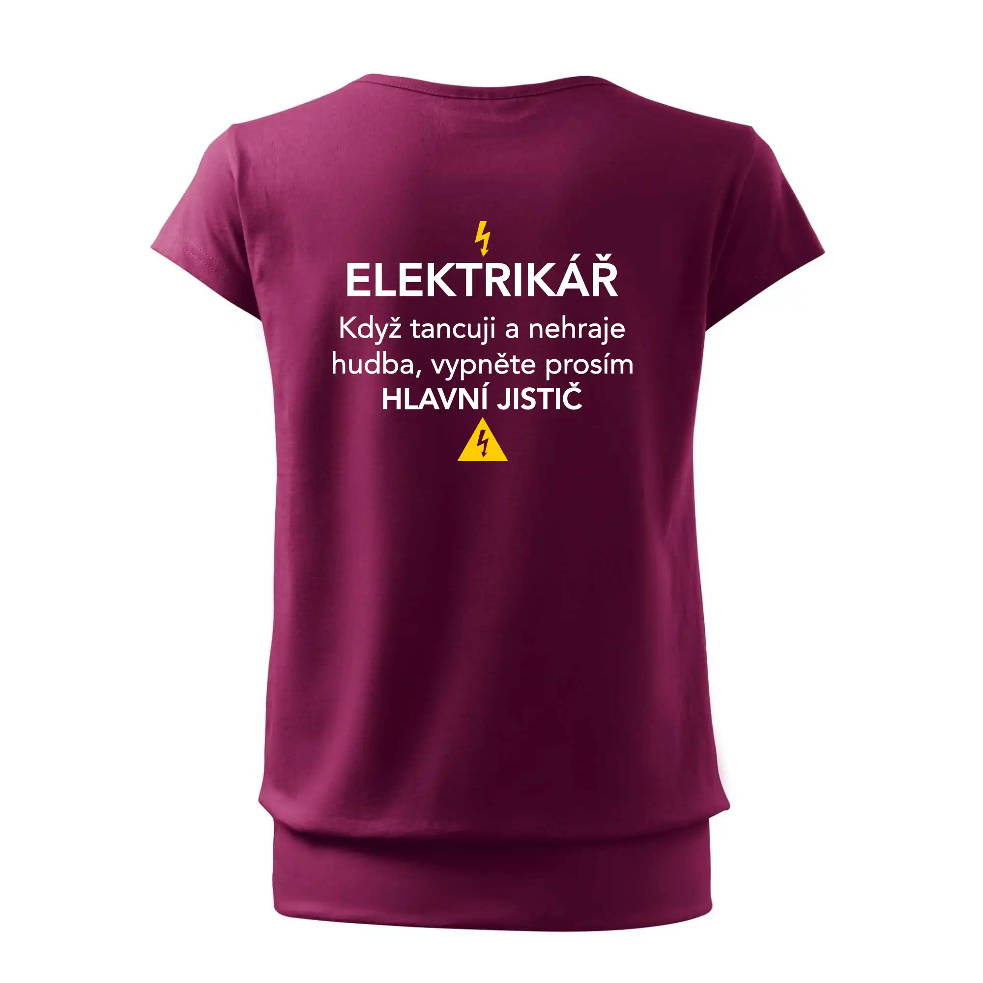 Elektrikář - hlavní jistič - Nápis na zádech