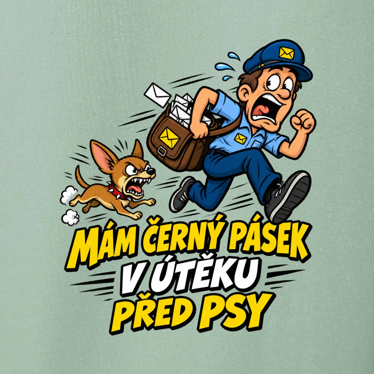 Černý pásek v útěku před psy