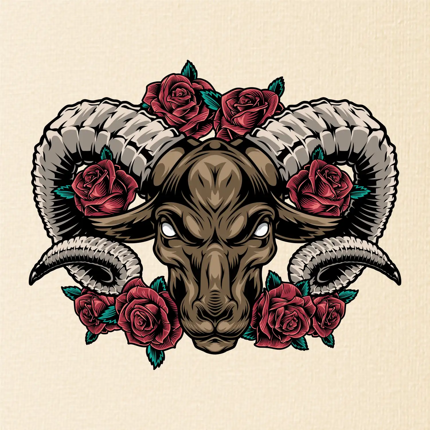 Hlava berana s růžemi