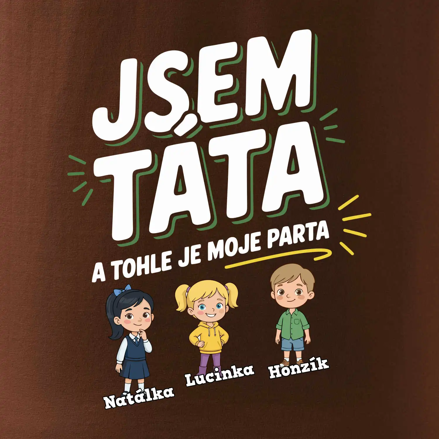 Jsem táta a tohle je moje parta  (obrázky a jména dětí)