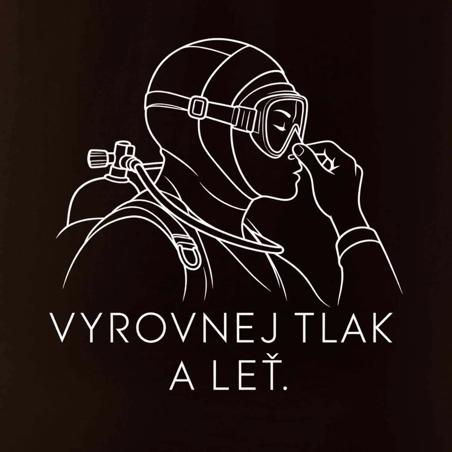 Vyrovnej tlak a leť potápěč v neoprenu držící si nos