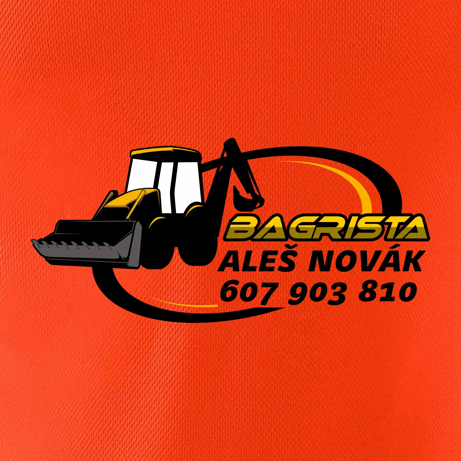 Bagrista v kruhu - vlastní nápis