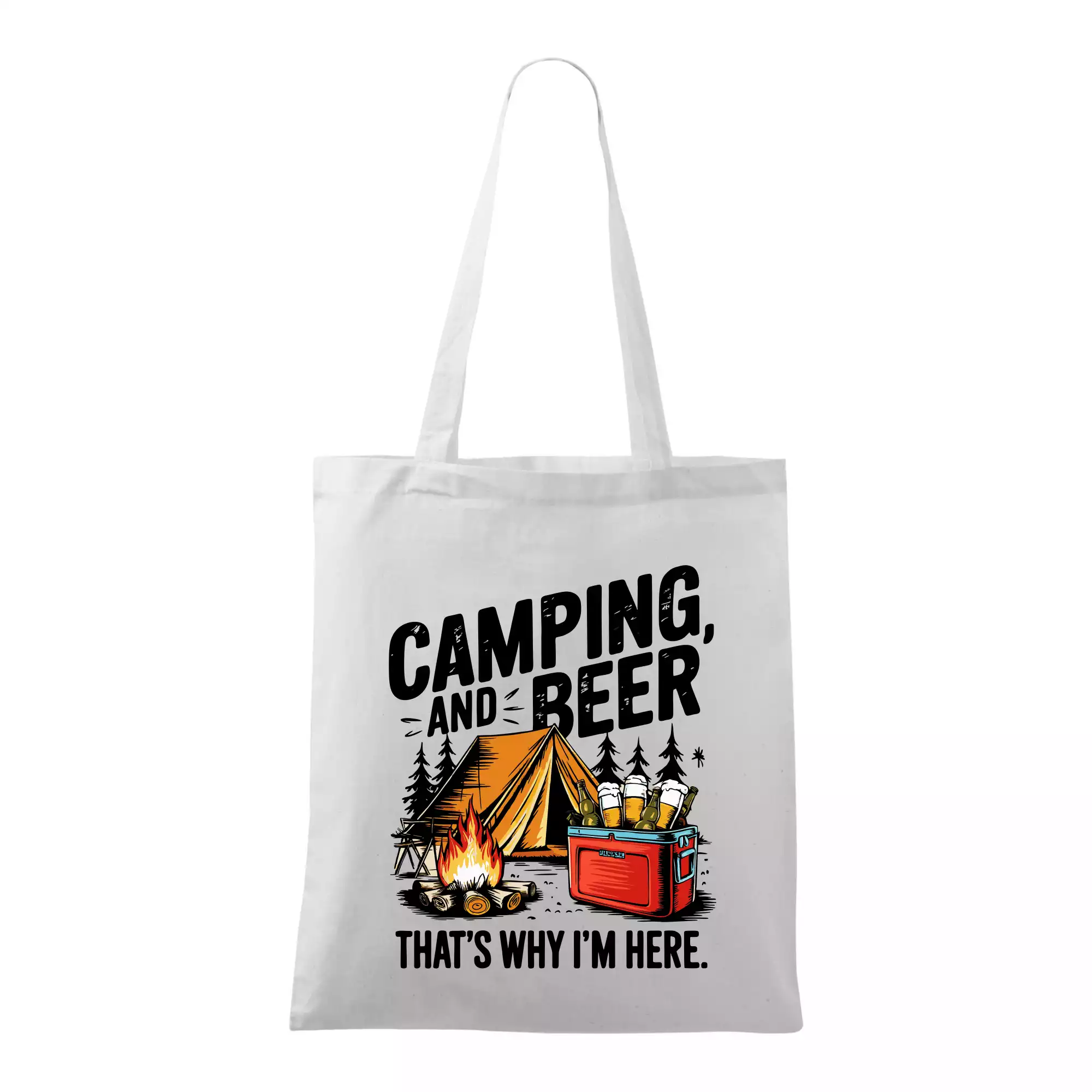 Černý nápis nápis Camping and beer