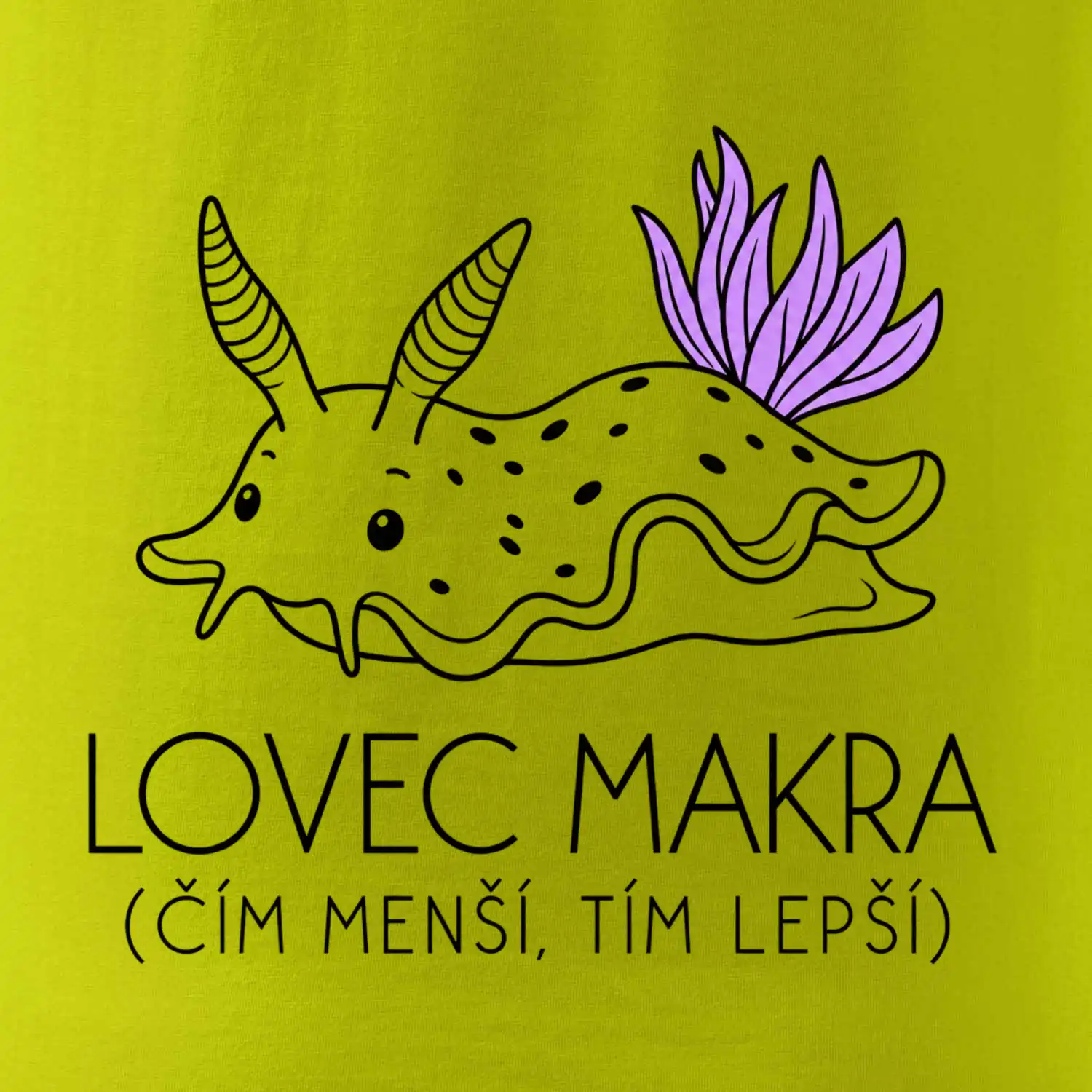 Lovec makra nahožábrý mořský plž s fialovými žábrami