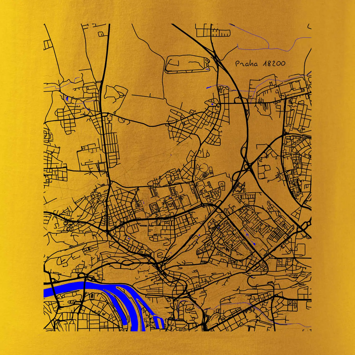 Praha 18200 - Mapa s vodními toky