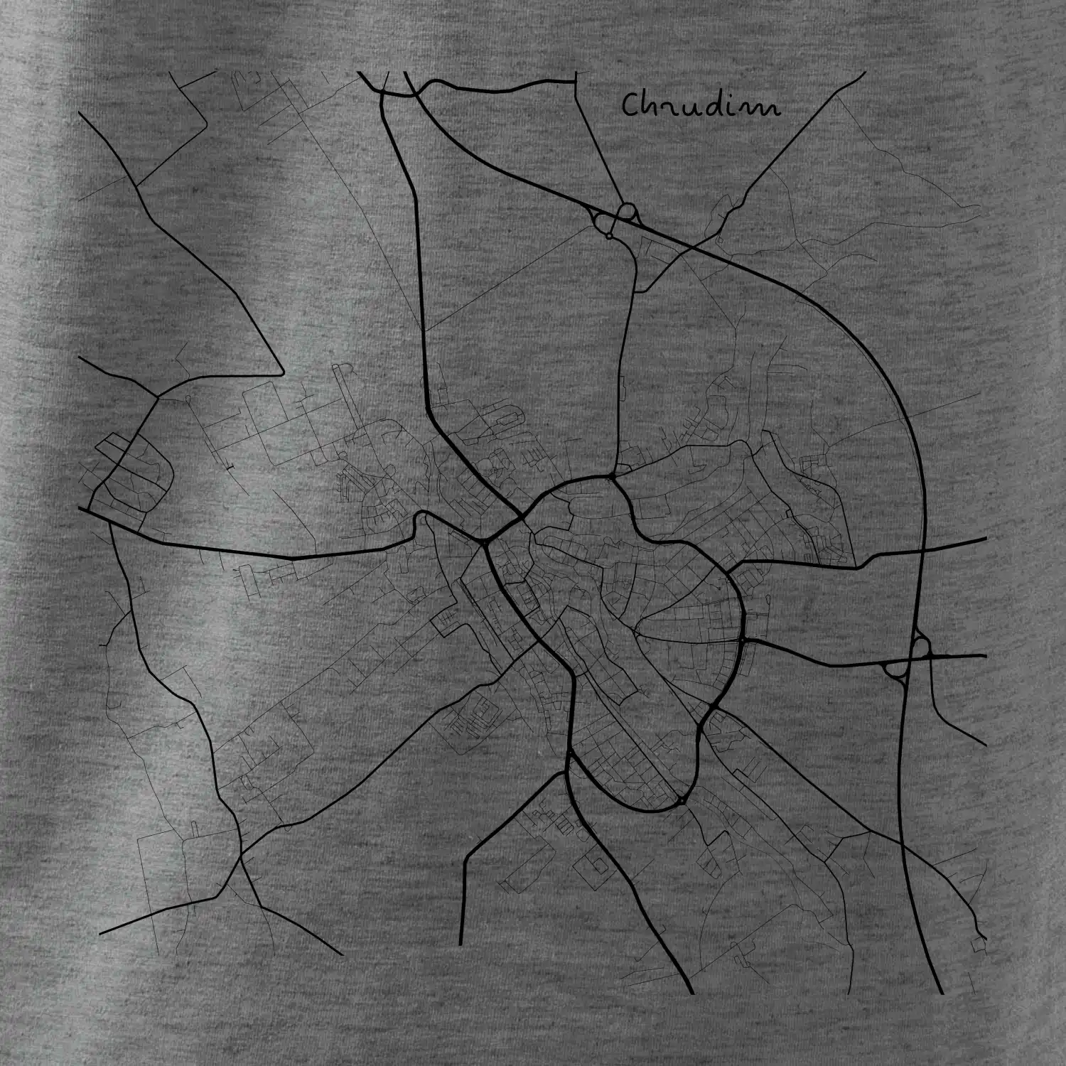 Černobílá mapa Chrudim