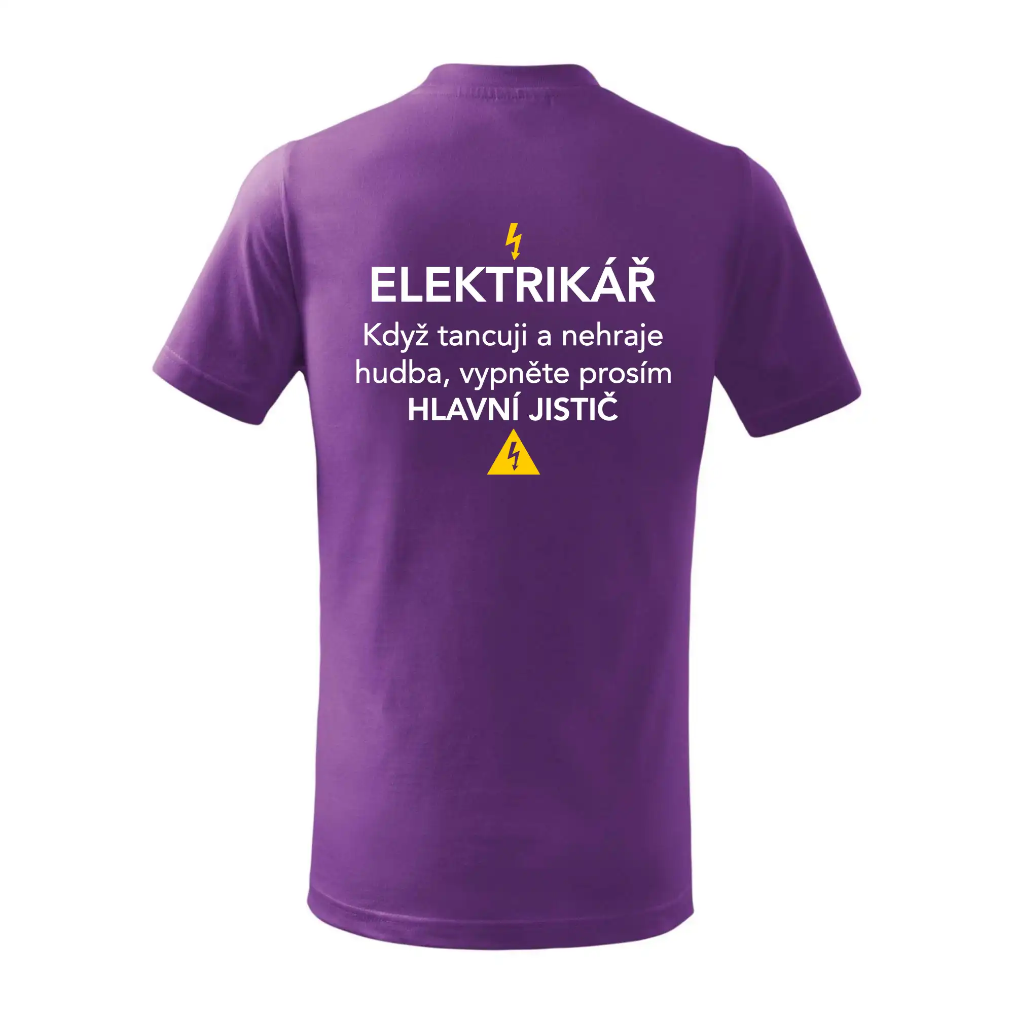 Elektrikář - hlavní jistič - Nápis na zádech