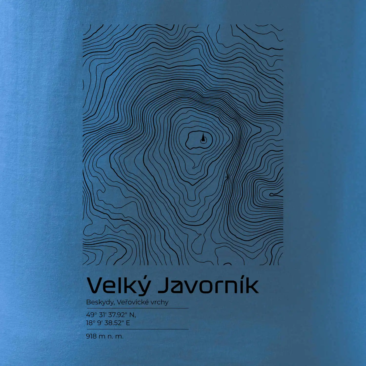 Velký Javorník - vrstevnice v obdélníku