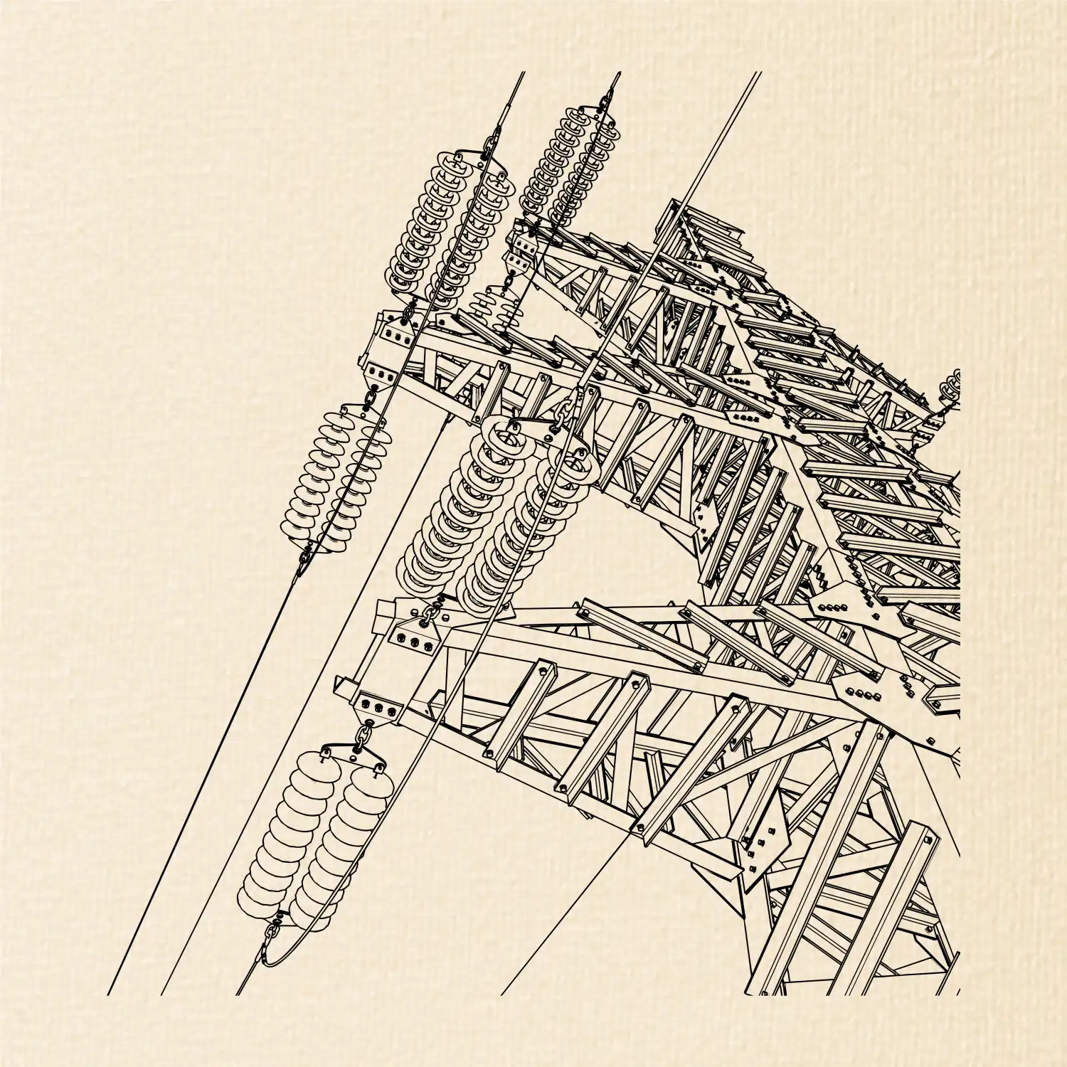 Nákres stožáru vysokého napětí