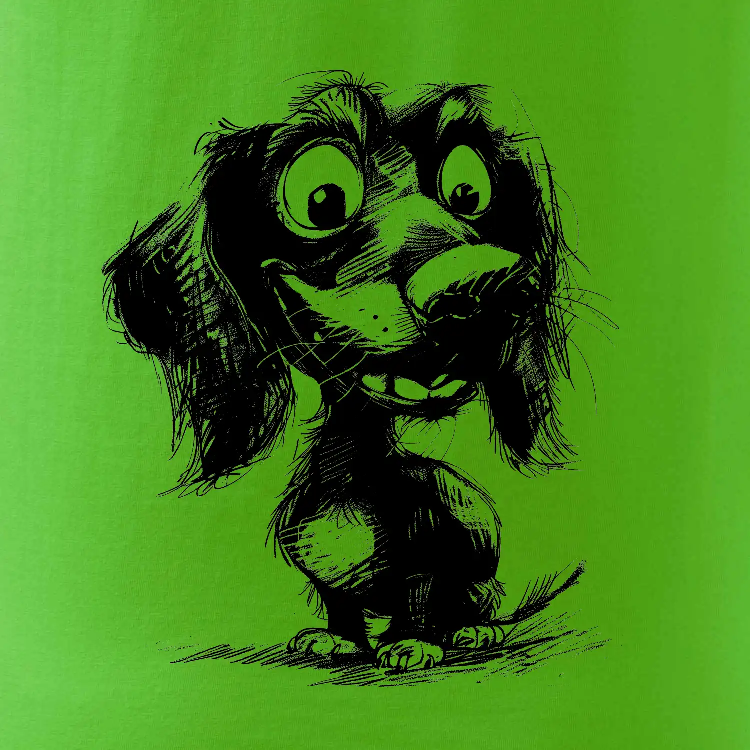 Černobílá karikatura jezevčík