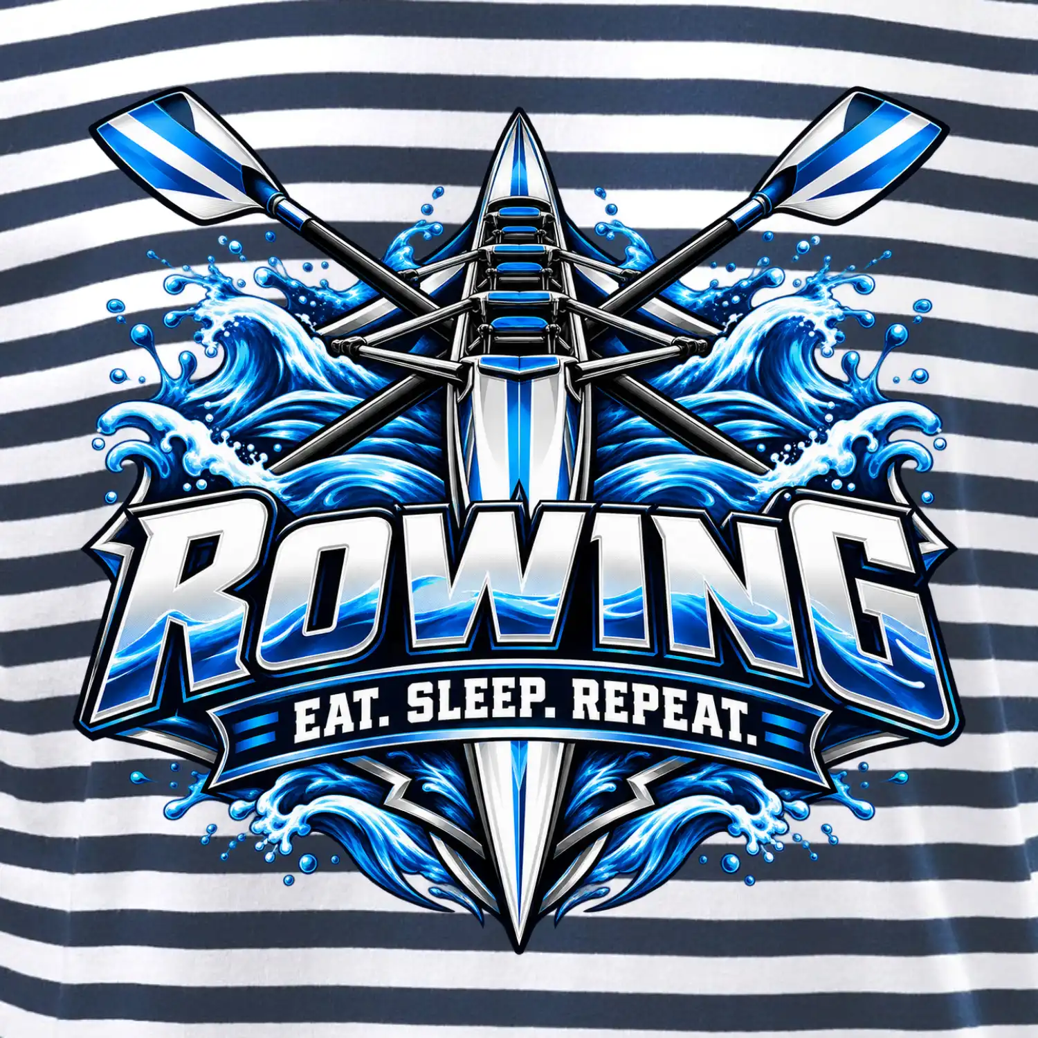 Veslařská loď se zkříženými vesly eat sleep repeat