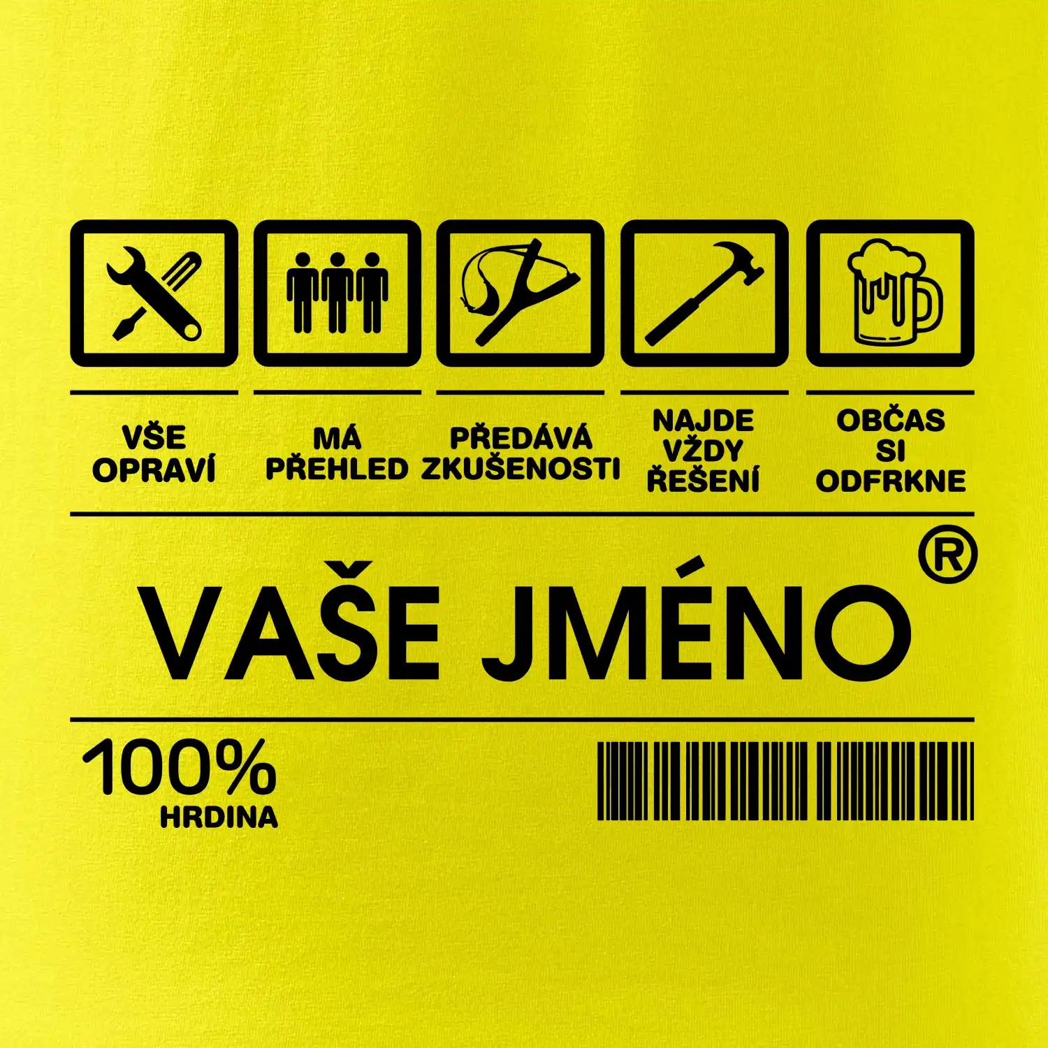 Vaše jméno - čárový kód