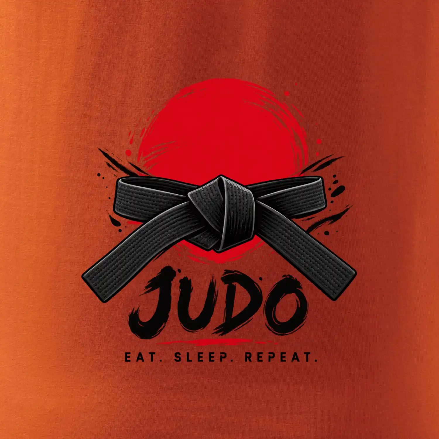 Judo černý pás a červené slunce eat sleep repeat