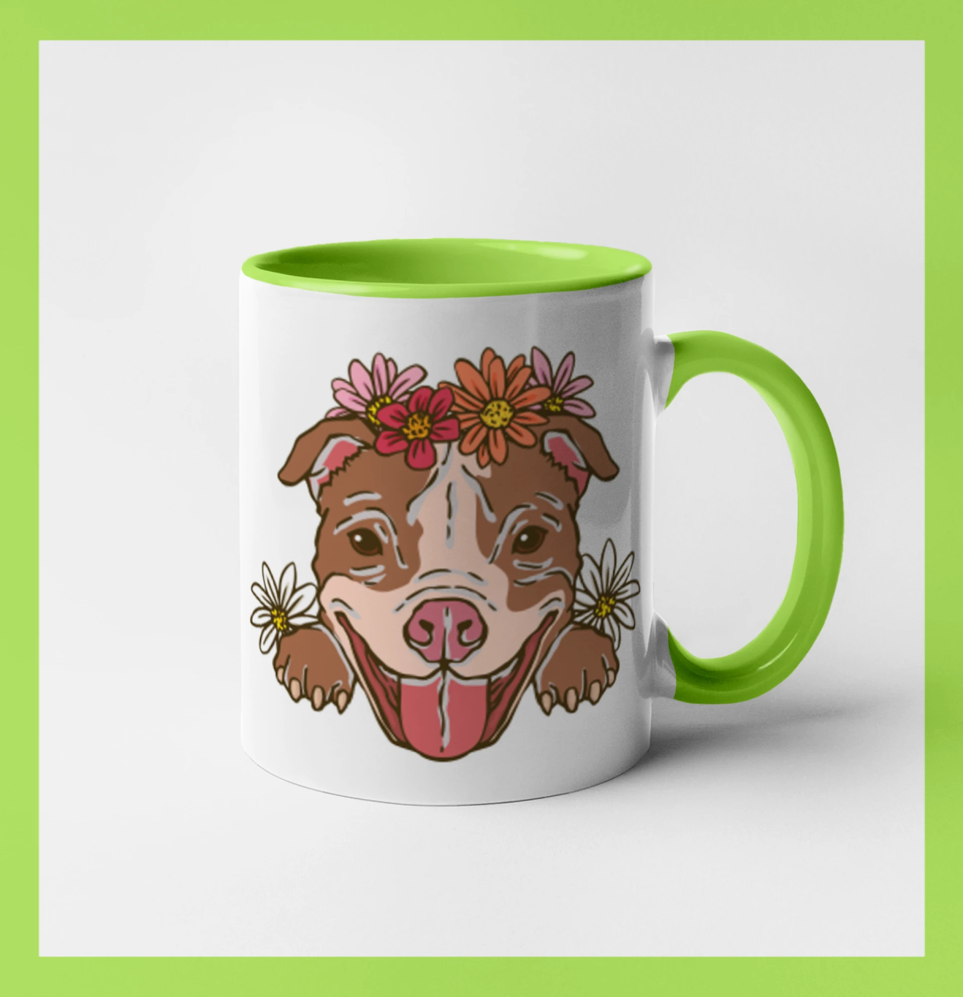 Americký stafordširský teriér hlava s květinami