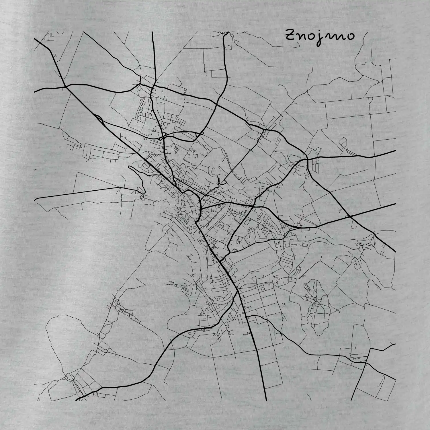 Černobílá mapa Znojmo