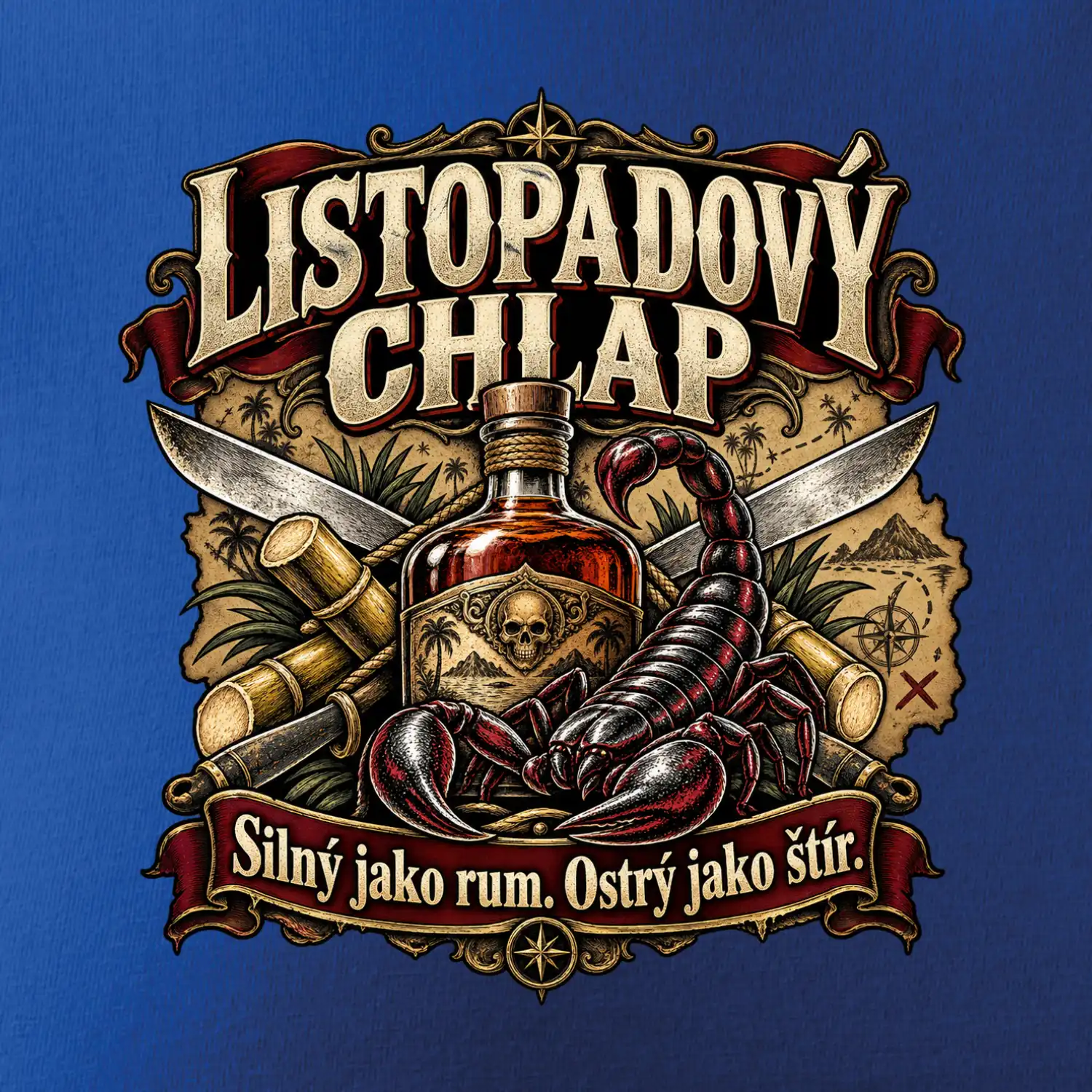 Listopadový chlap rum a ostrý štír