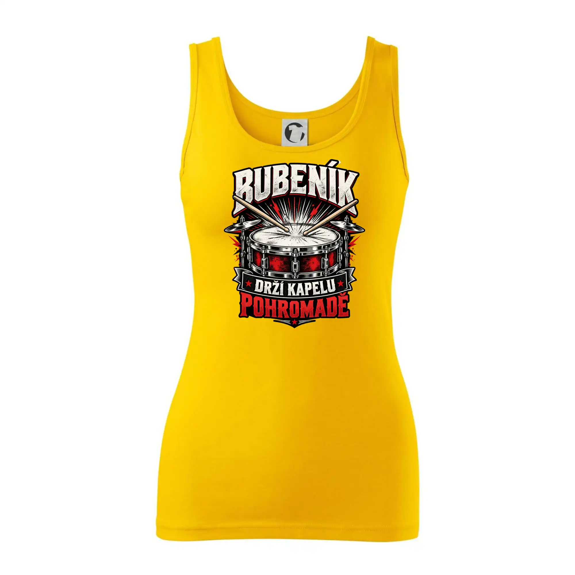 Bubeník drží kapelu pohromadě - červený rockový buben